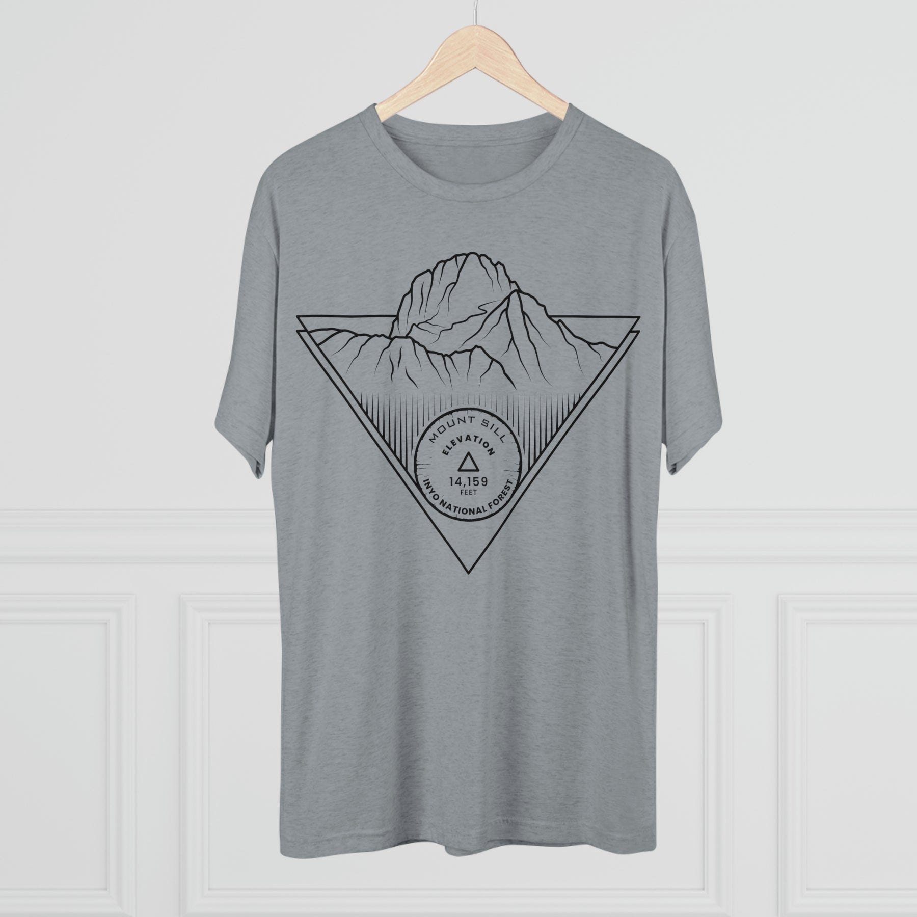 Mount Sill Peak Minimalist Line Art CA 14er Unisex Tri-Blend Crew Tee T Shirt