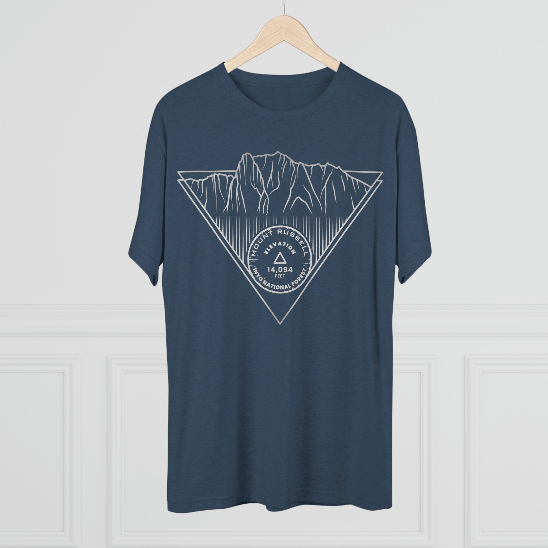 Mount Russell Peak Minimalist Line Art CA 14er Unisex Tri-Blend Crew Tee T Shirt