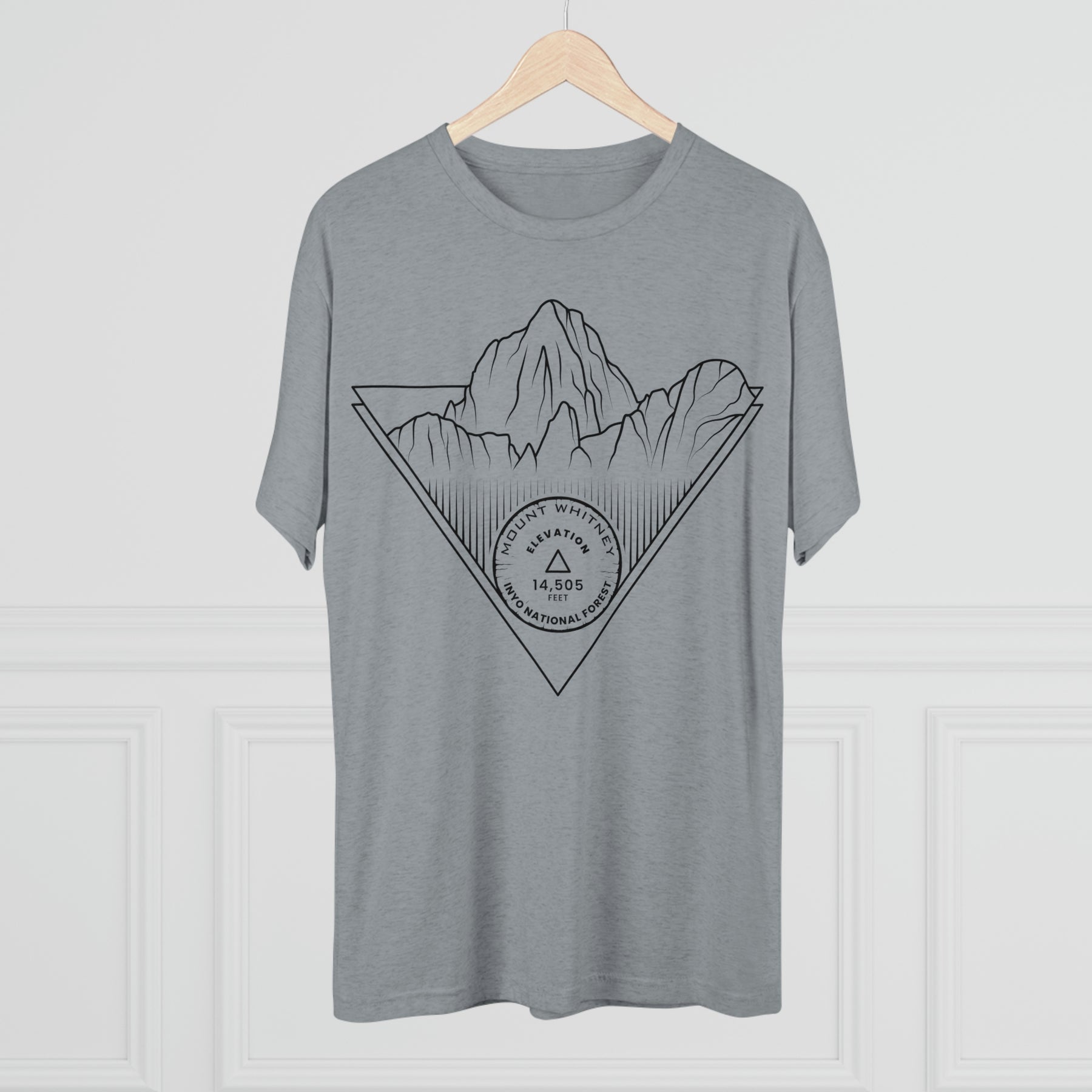 Mount Whitney Peak Minimalist Line Art CA 14er Unisex Tri-Blend Crew Tee T Shirt