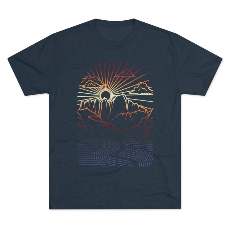 Sunset Mountain Portal Minimalist Line Art T Shirt
