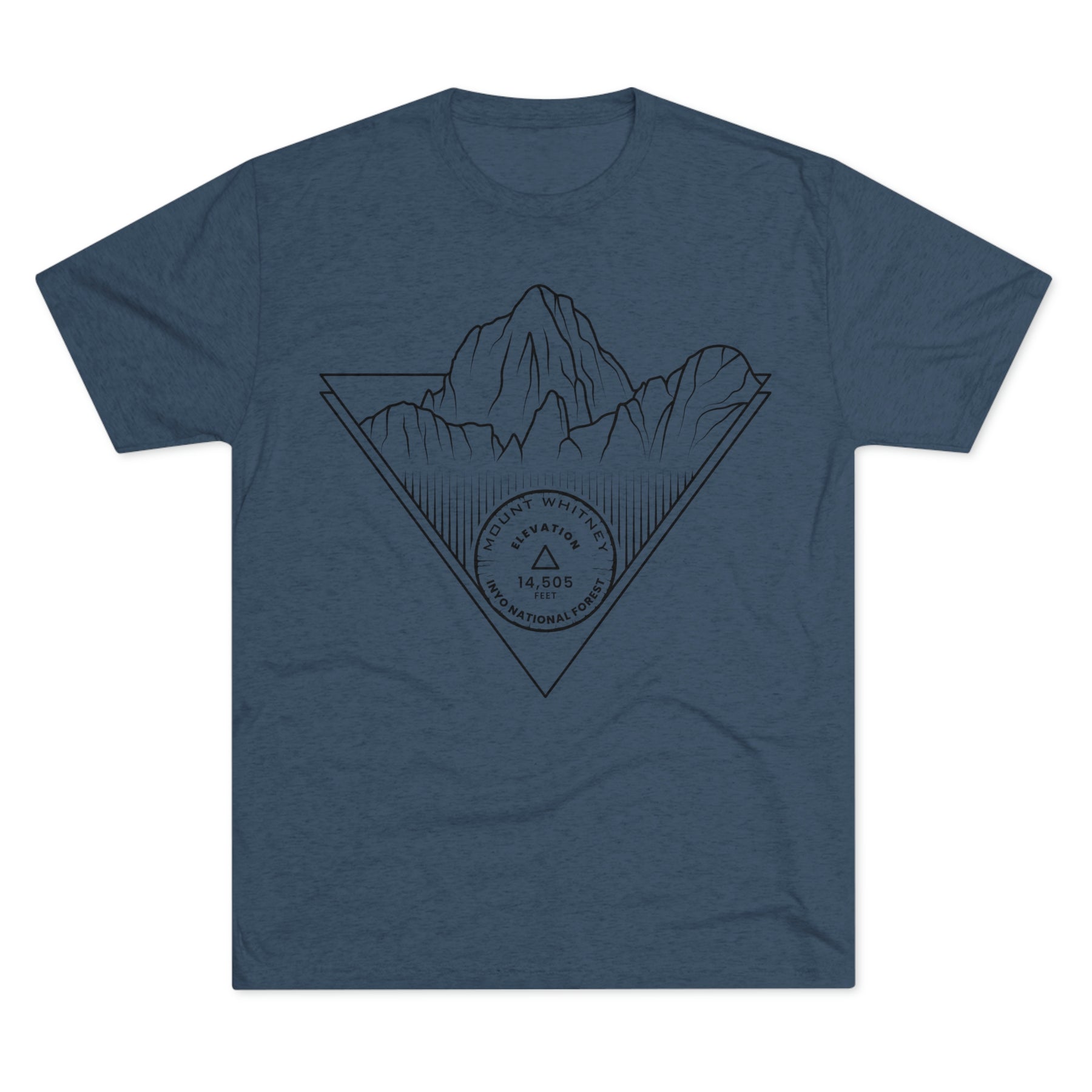 Mount Whitney Peak Minimalist Line Art CA 14er Unisex Tri-Blend Crew Tee T Shirt