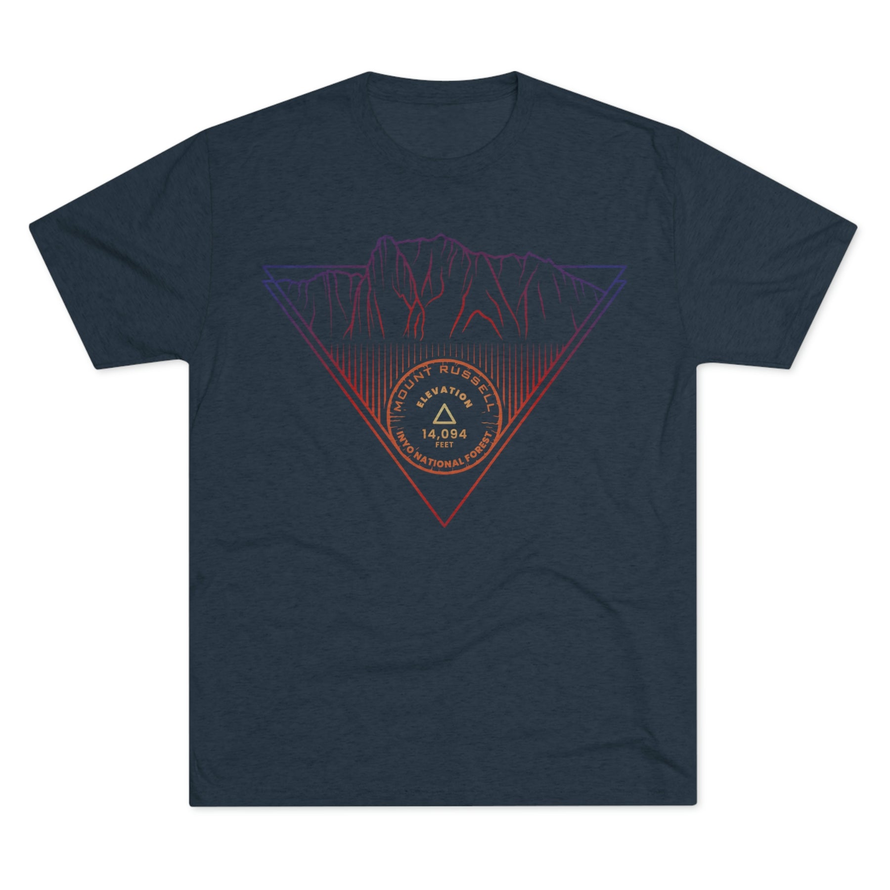 Mount Russell Peak Minimalist Line Art CA 14er Unisex Tri-Blend Crew Tee T Shirt