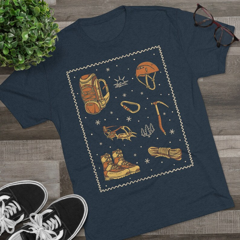 Mountain Climber's Essentials Mountaineering Theme Items T Shirt