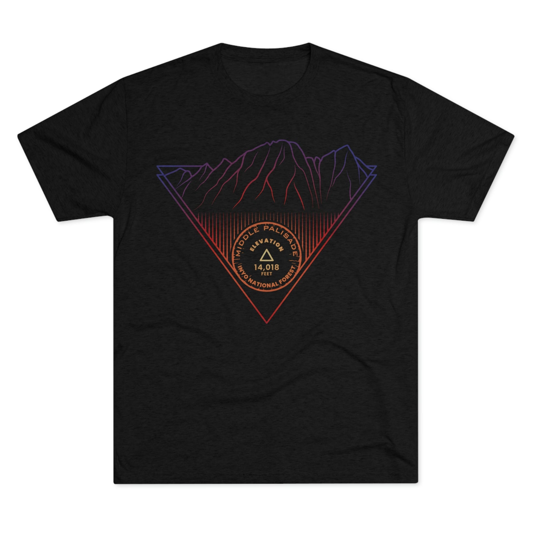 Middle Palisade Peak Minimalist Line Art CA 14er Unisex Tri-Blend Crew Tee T Shirt