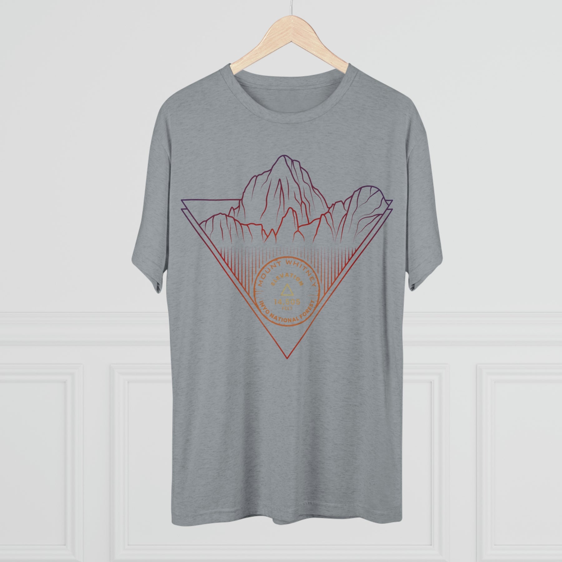 Mount Whitney Peak Minimalist Line Art CA 14er Unisex Tri-Blend Crew Tee T Shirt
