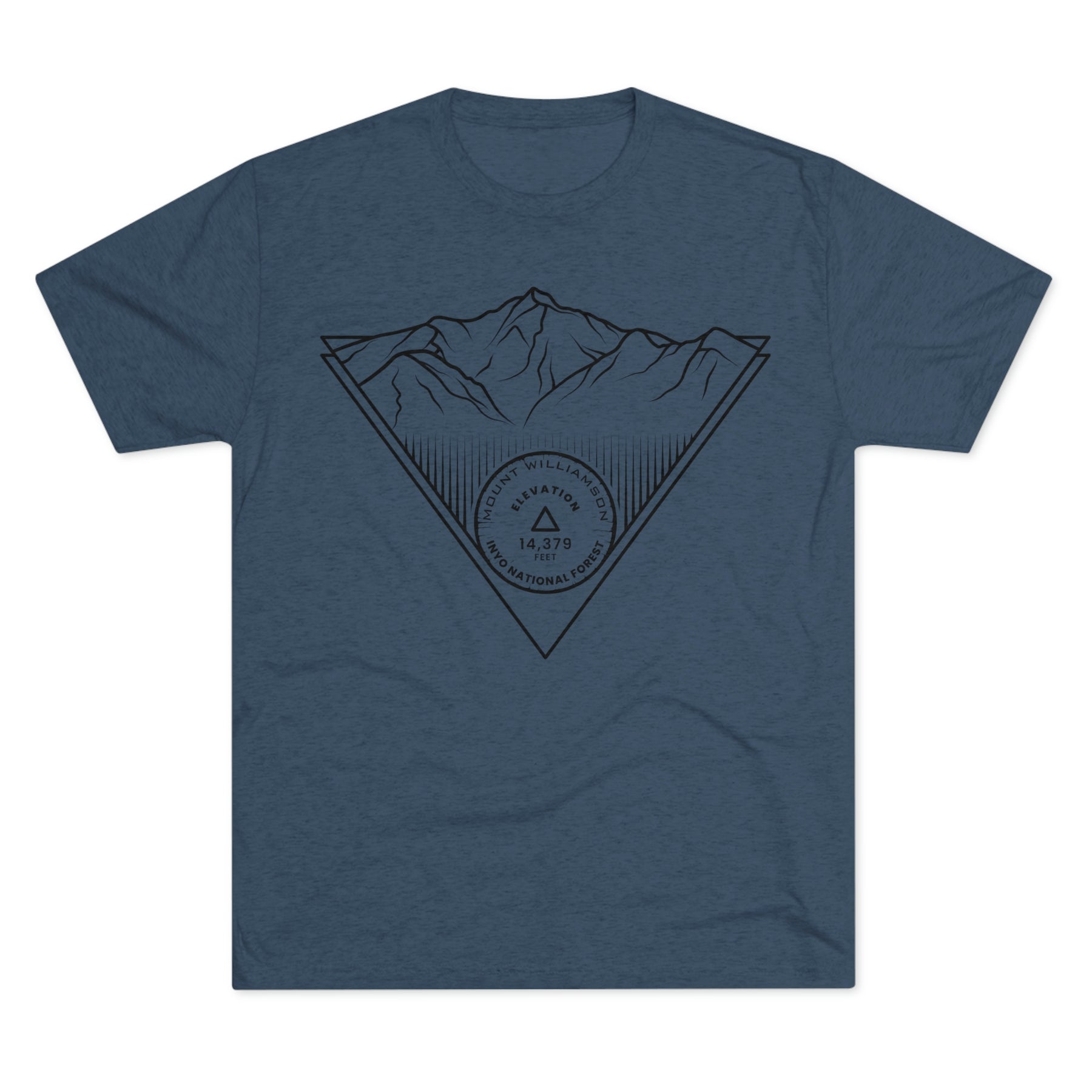 Mount Williamson Peak Minimalist Line Art CA 14er Unisex Tri-Blend Crew Tee T Shirt