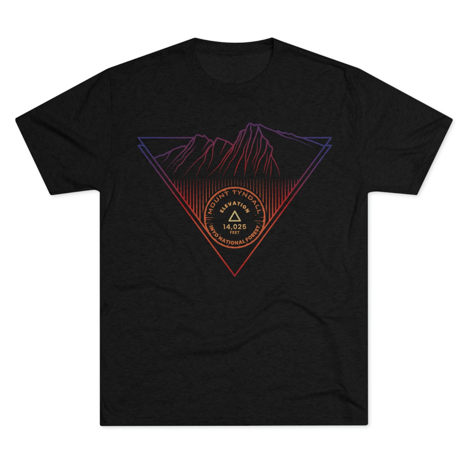 Mount Tyndall Peak Minimalist Line Art CA 14er Unisex Tri-Blend Crew Tee T Shirt