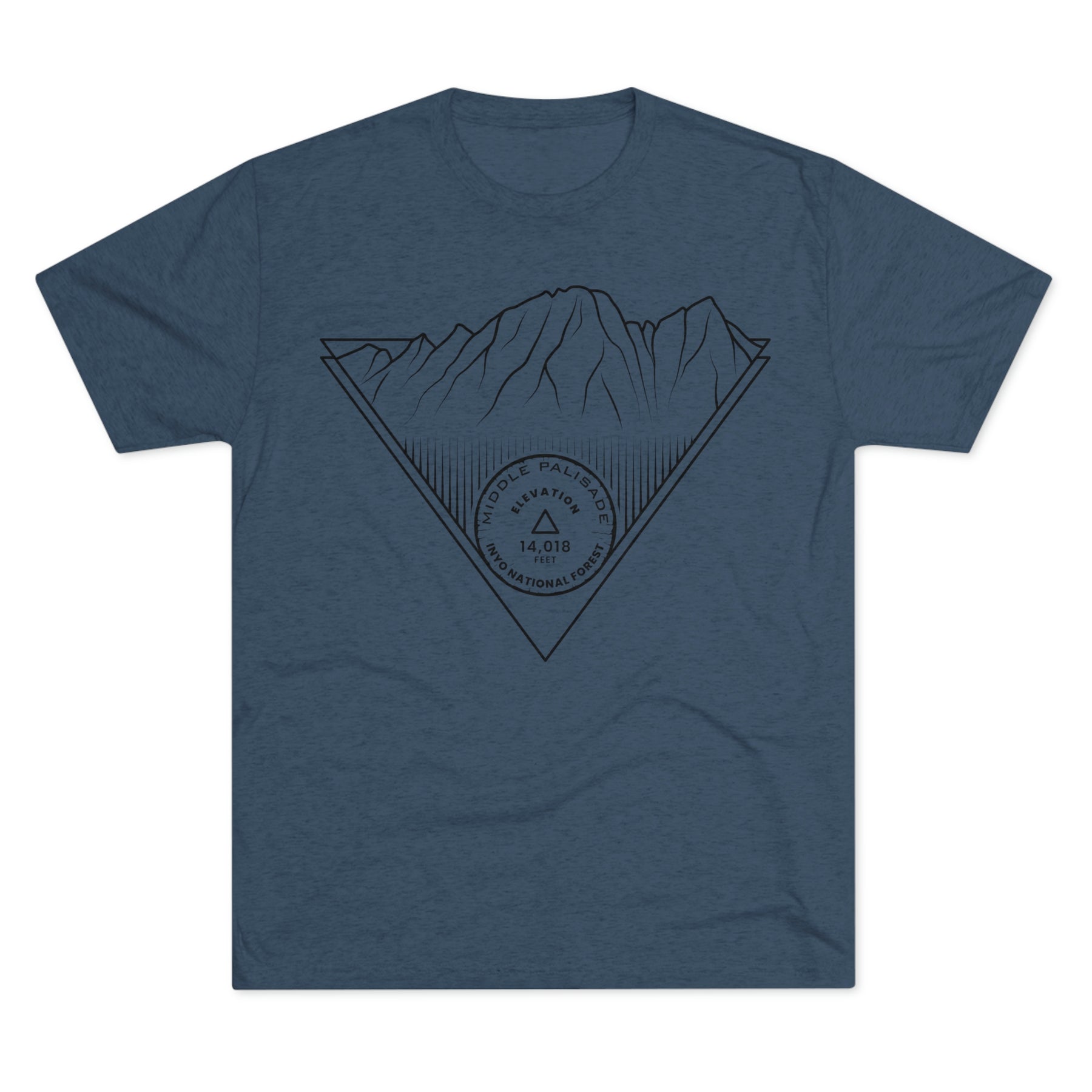 Middle Palisade Peak Minimalist Line Art CA 14er Unisex Tri-Blend Crew Tee T Shirt