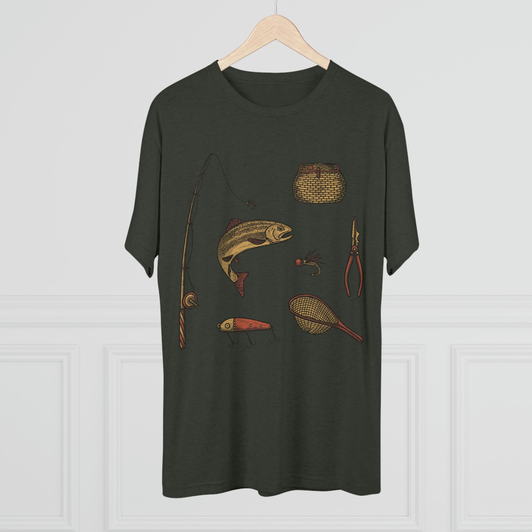 Fly Fishing Essentials Kit Unisex Tri-Blend Crew T-Shirt Tee