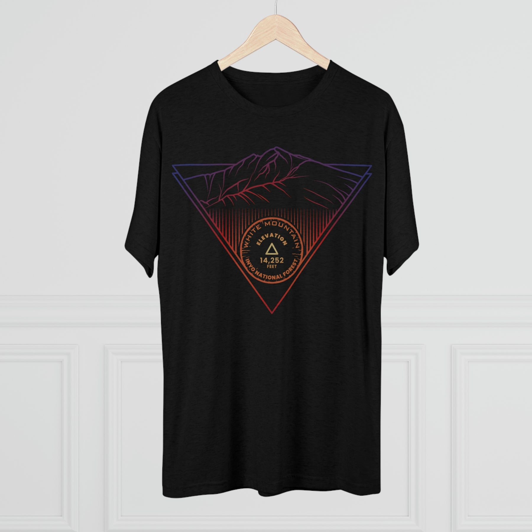 White Mountain Peak Minimalist Line Art CA 14er Unisex Tri-Blend Crew Tee T Shirt