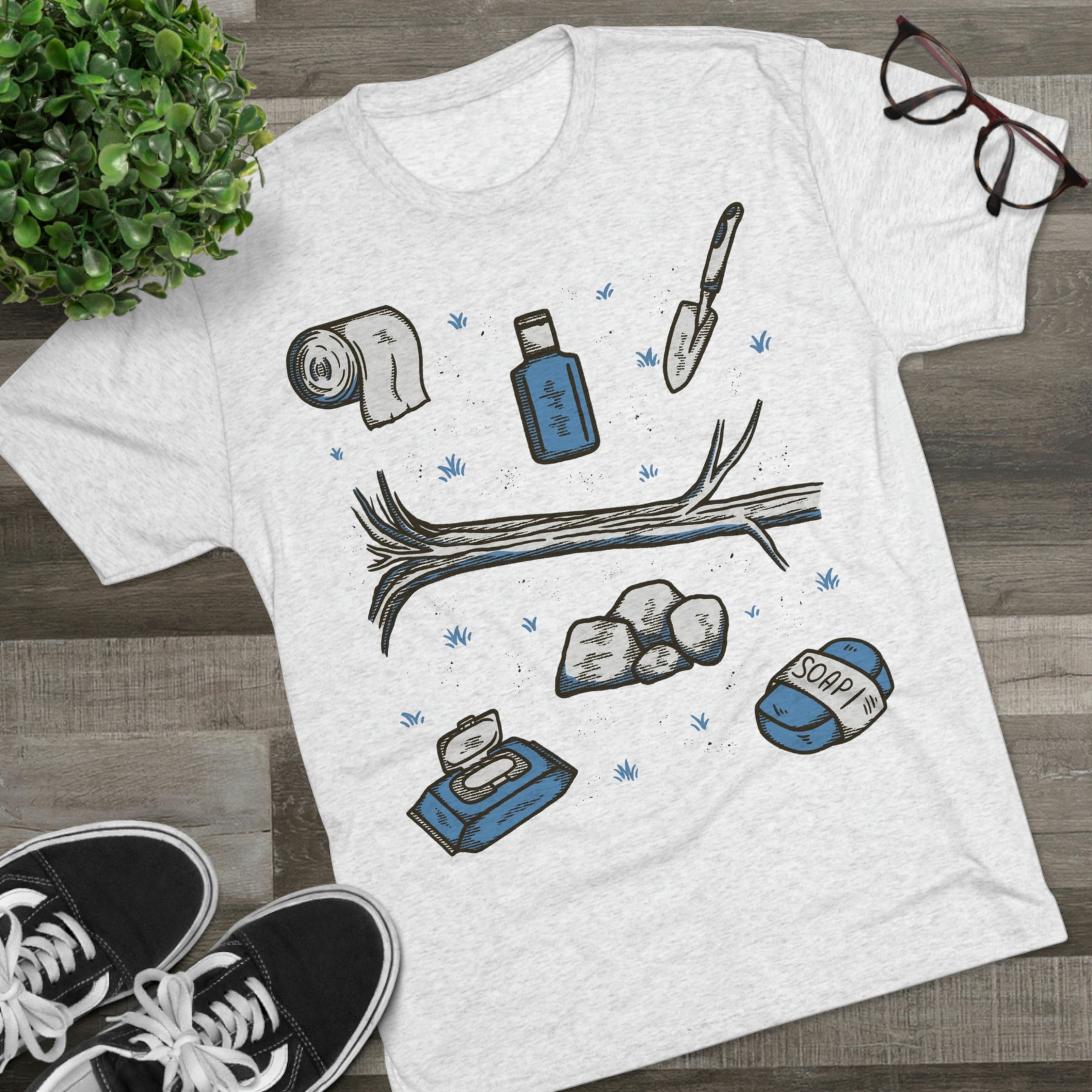 Backcountry Business Essentials Theme Items Kit Unisex Tri-Blend Crew Tee T Shirt