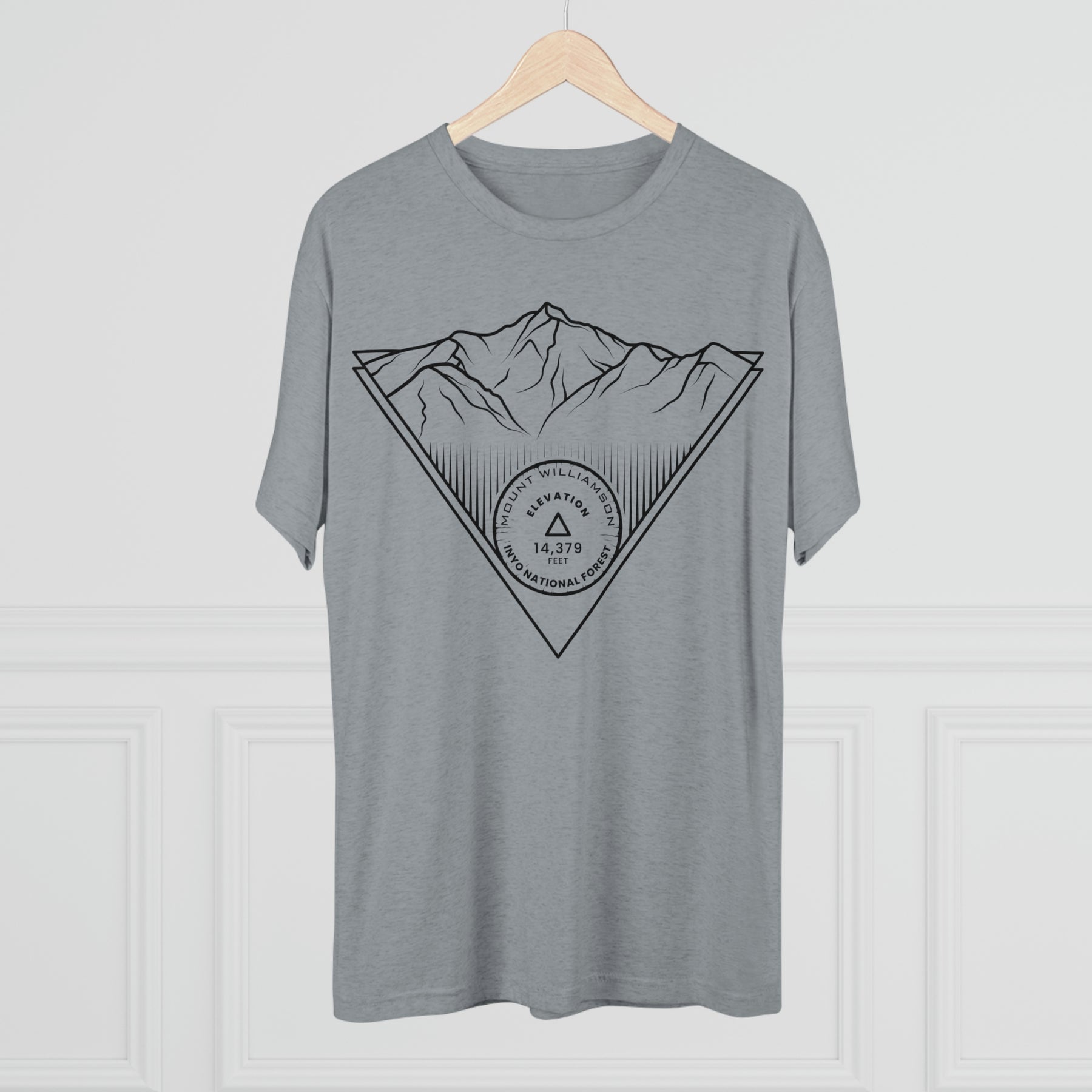 Mount Williamson Peak Minimalist Line Art CA 14er Unisex Tri-Blend Crew Tee T Shirt