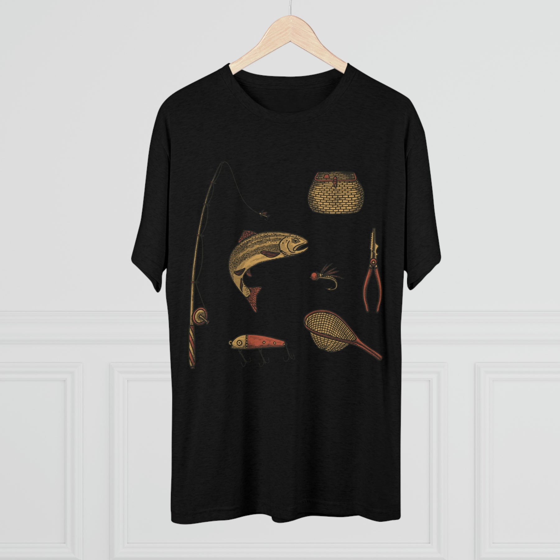 Fly Fishing Essentials Kit Unisex Tri-Blend Crew T-Shirt Tee