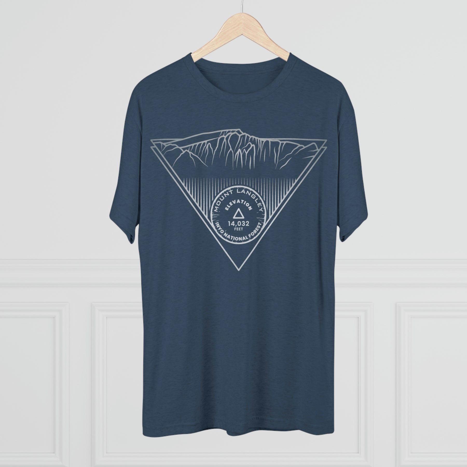 Mount Langley Peak Minimalist Line Art CA 14er Unisex Tri-Blend Crew Tee T Shirt TEMPLATE