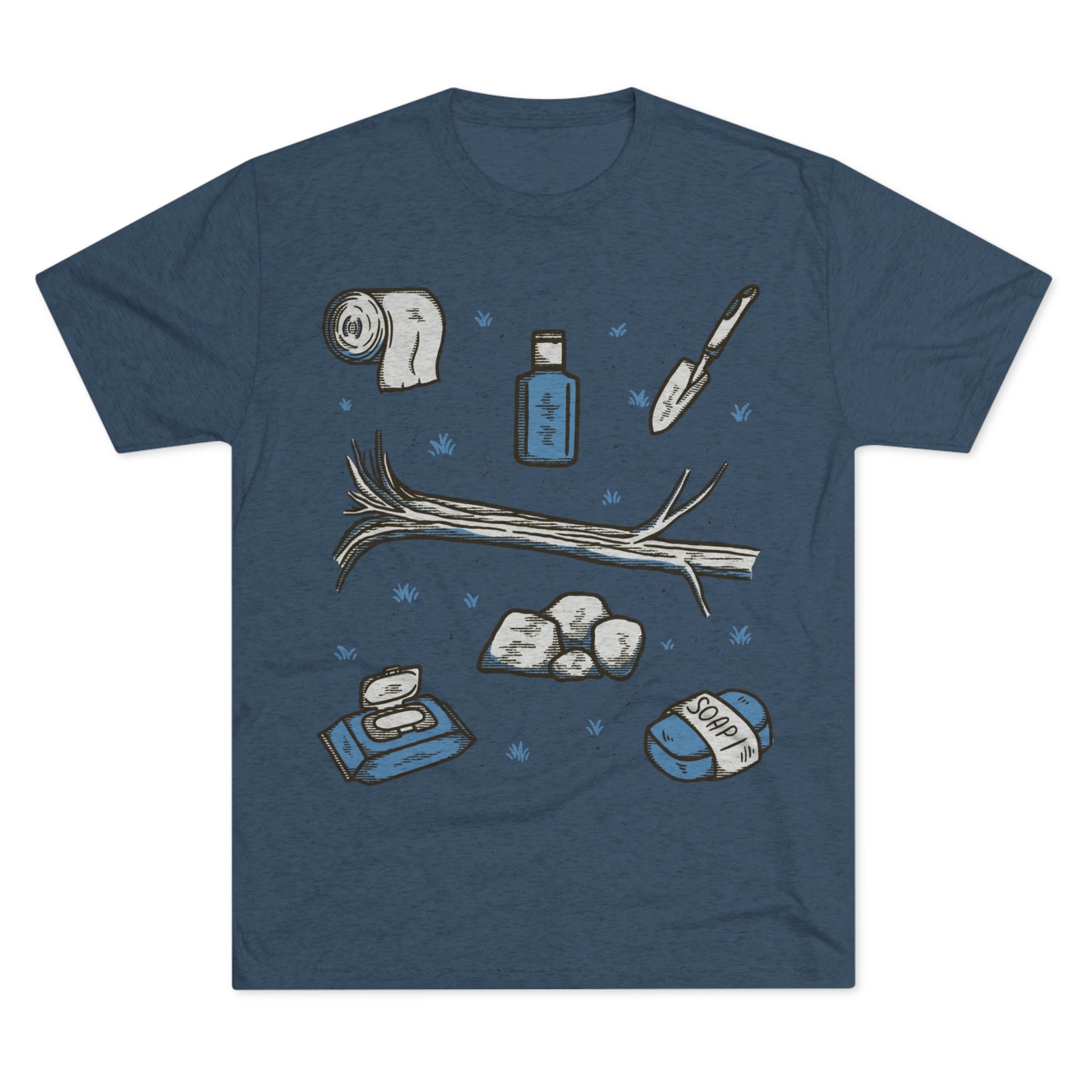 Backcountry Business Essentials Theme Items Kit Unisex Tri-Blend Crew Tee T Shirt