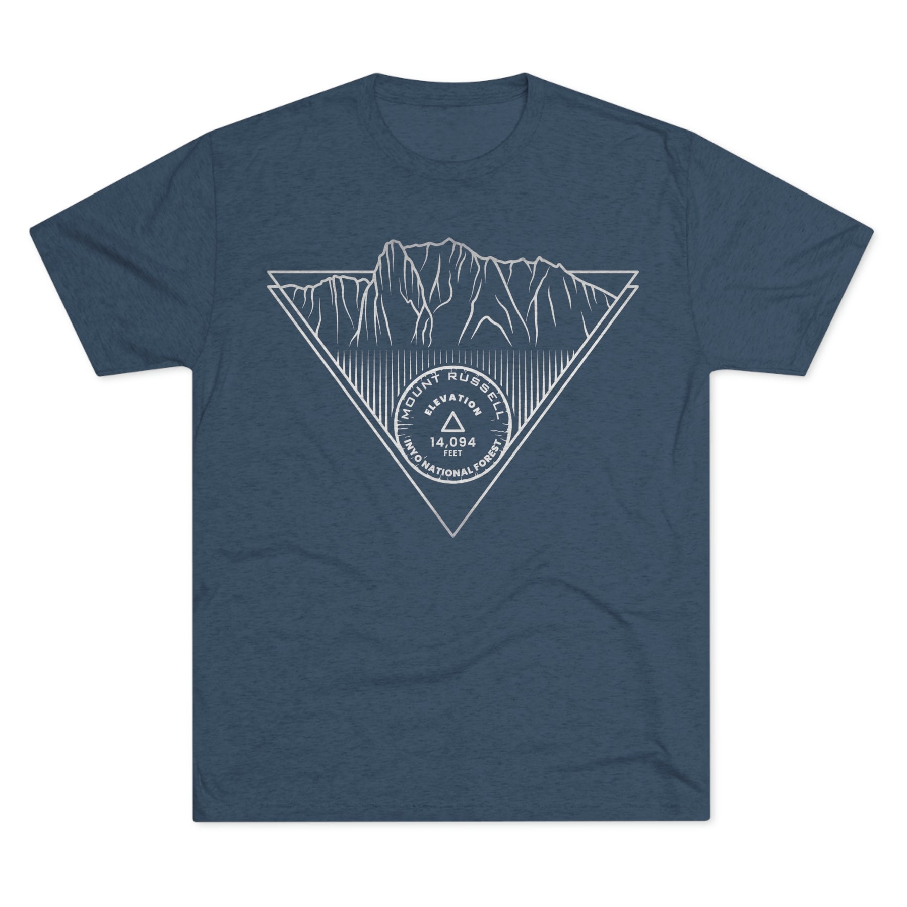 Mount Russell Peak Minimalist Line Art CA 14er Unisex Tri-Blend Crew Tee T Shirt
