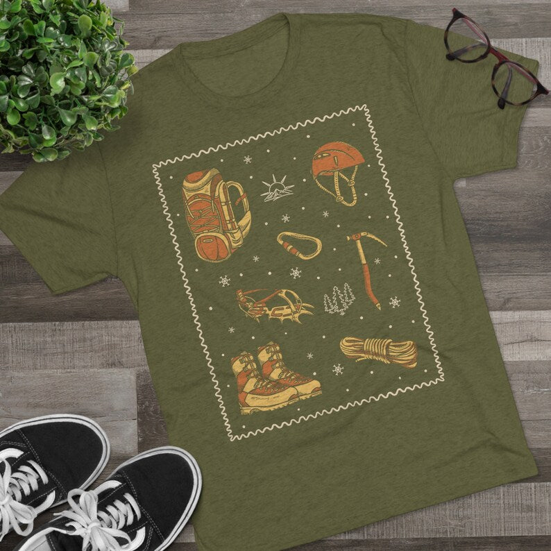 Mountain Climber's Essentials Mountaineering Theme Items T Shirt