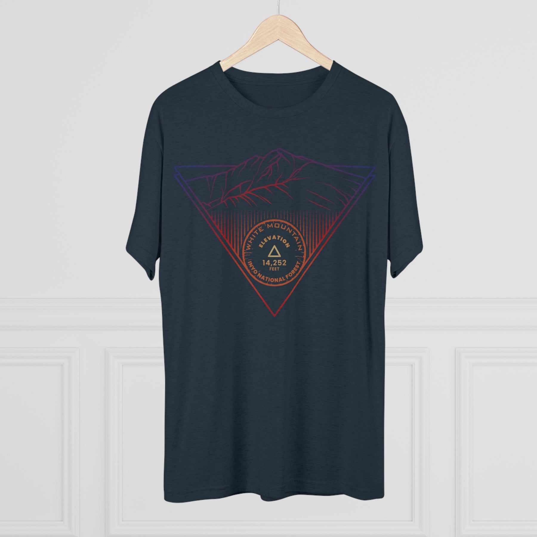 White Mountain Peak Minimalist Line Art CA 14er Unisex Tri-Blend Crew Tee T Shirt