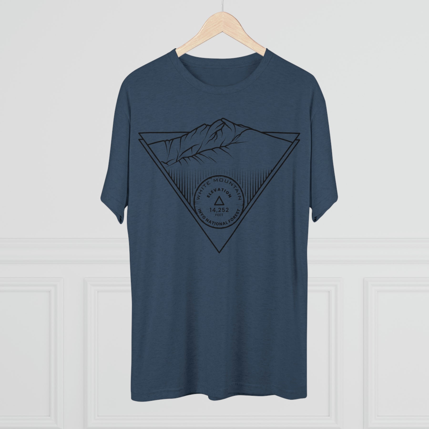 White Mountain Peak Minimalist Line Art CA 14er Unisex Tri-Blend Crew Tee T Shirt