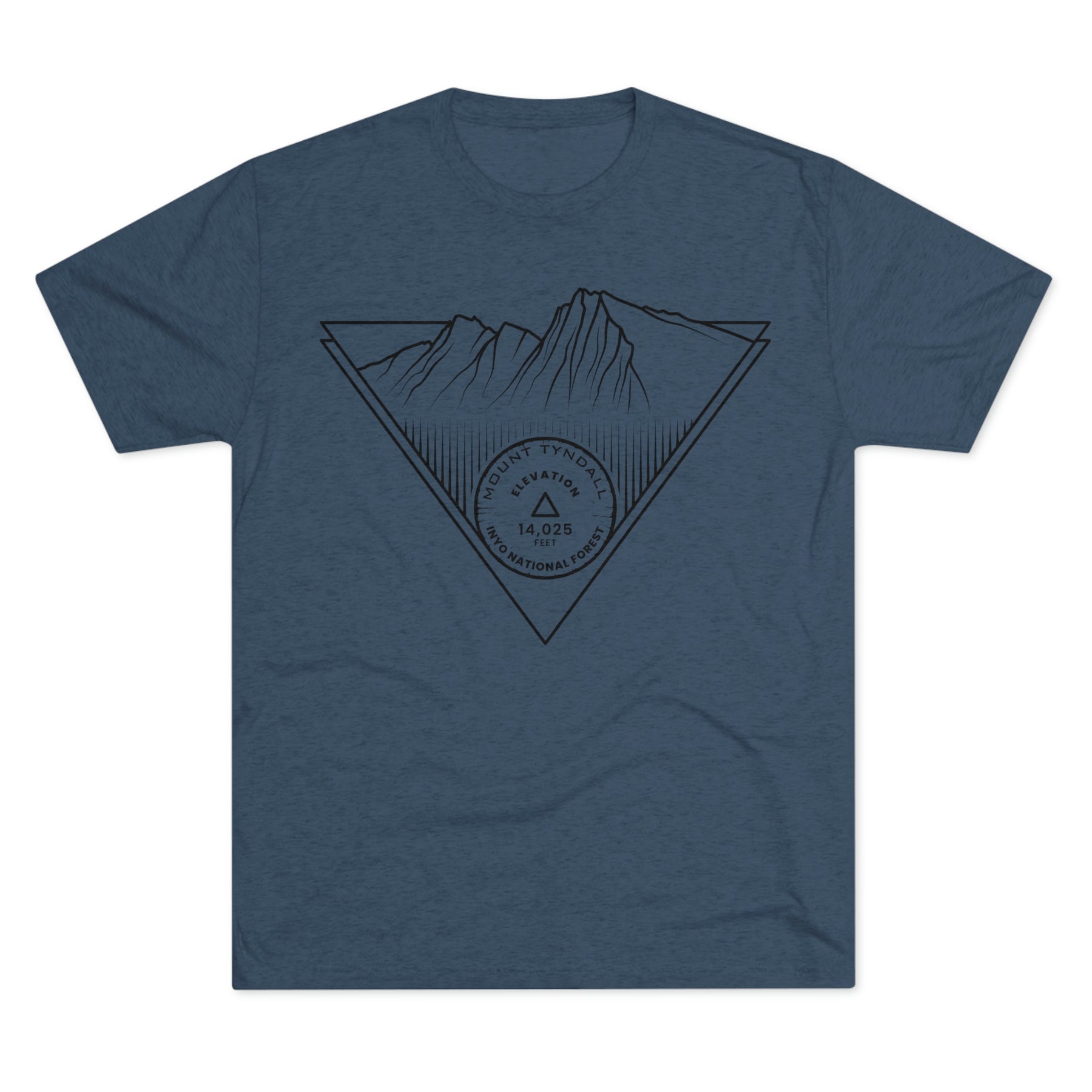 Mount Tyndall Peak Minimalist Line Art CA 14er Unisex Tri-Blend Crew Tee T Shirt