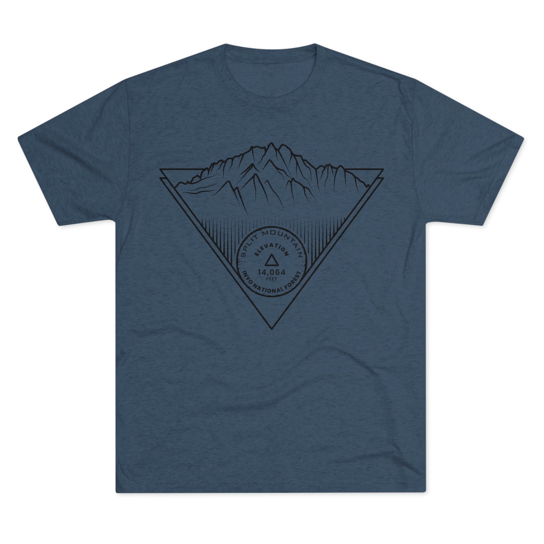 Split Mountain Peak Minimalist Line Art CA 14er Unisex Tri-Blend Crew Tee T Shirt