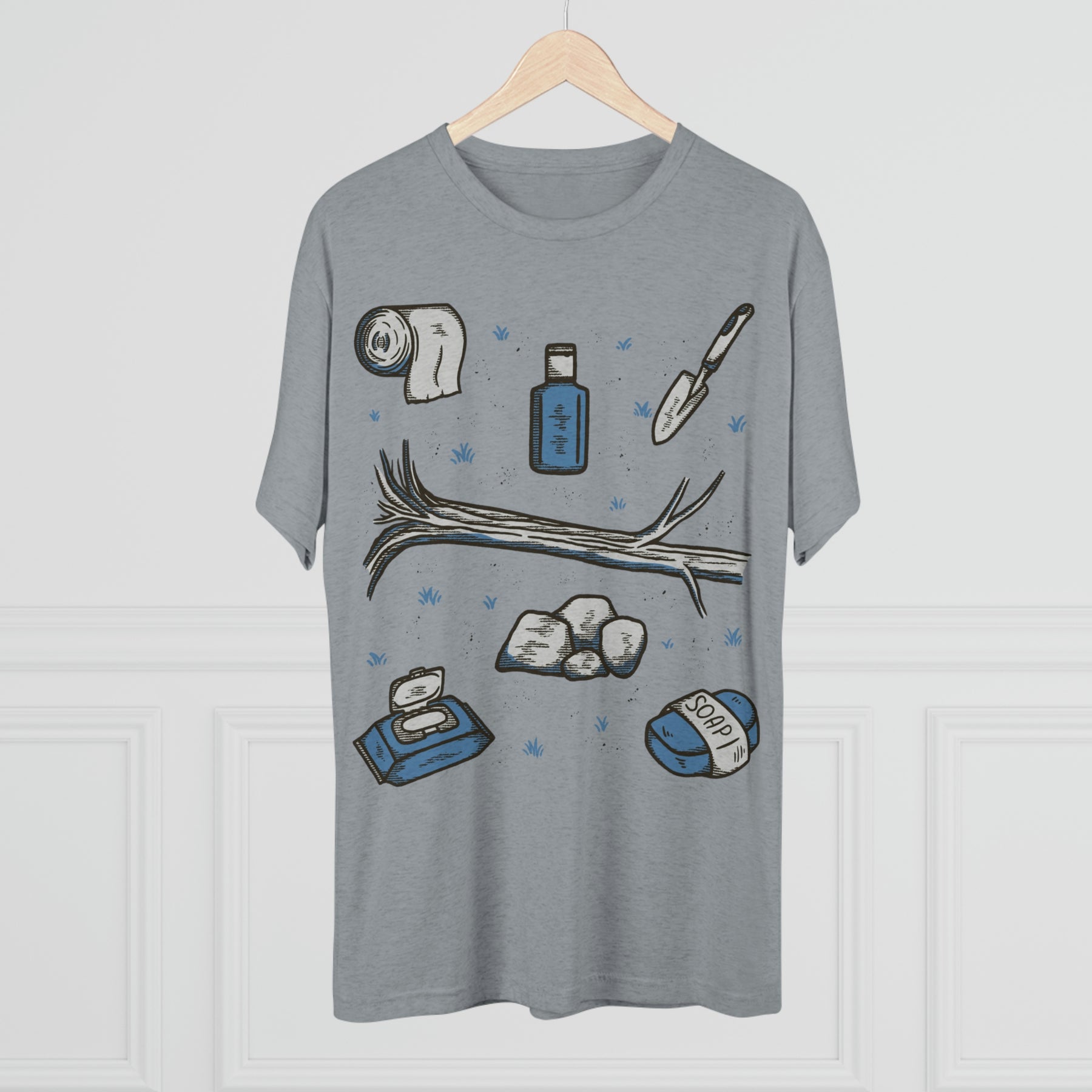 Backcountry Business Essentials Theme Items Kit Unisex Tri-Blend Crew Tee T Shirt