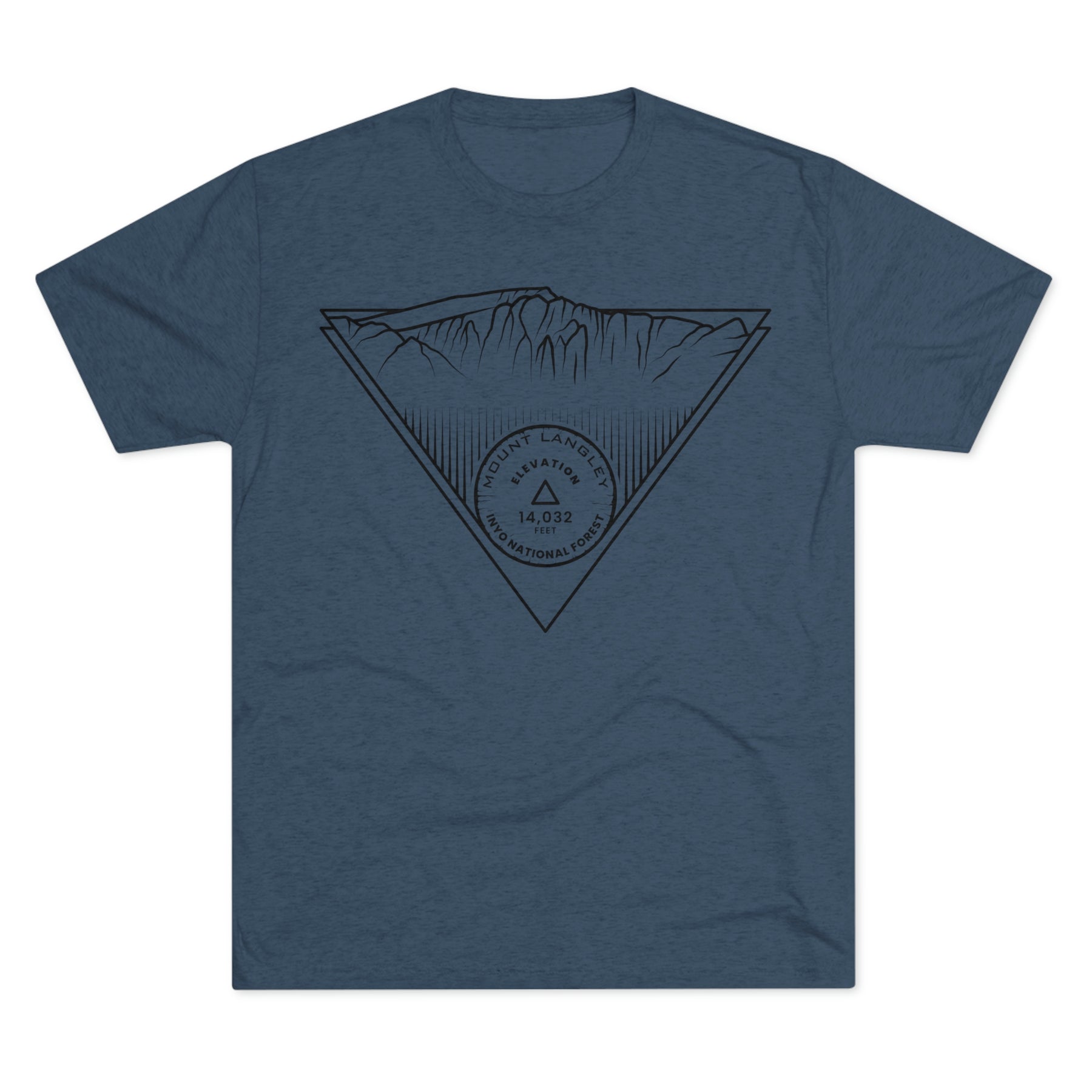 Mount Langley Peak Minimalist Line Art CA 14er Unisex Tri-Blend Crew Tee T Shirt