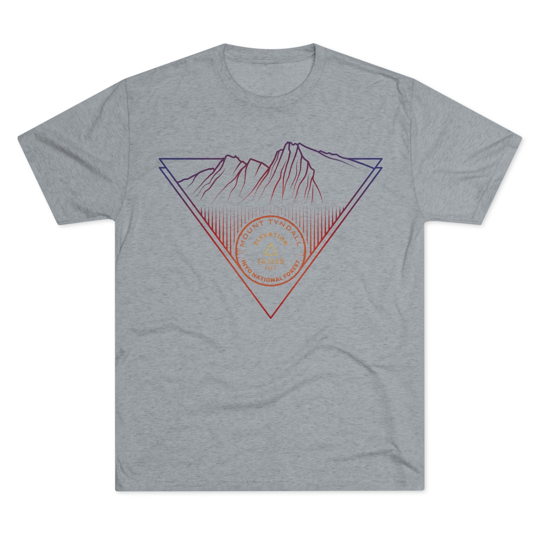 Mount Tyndall Peak Minimalist Line Art CA 14er Unisex Tri-Blend Crew Tee T Shirt