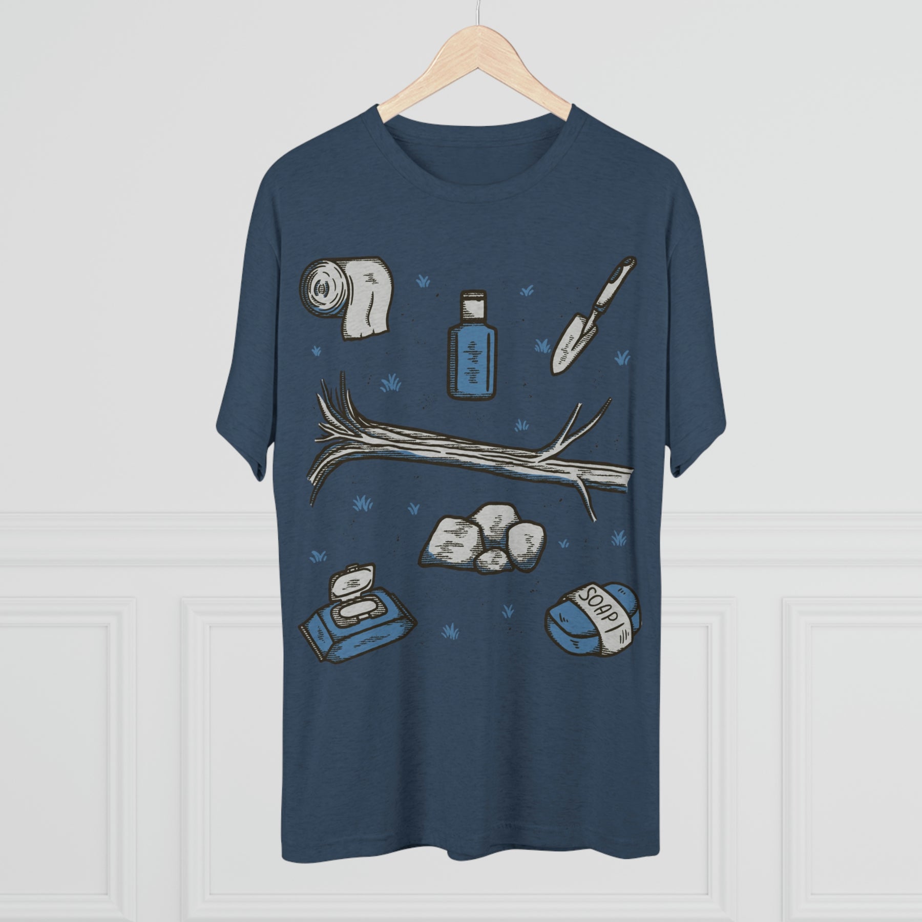 Backcountry Business Essentials Theme Items Kit Unisex Tri-Blend Crew Tee T Shirt
