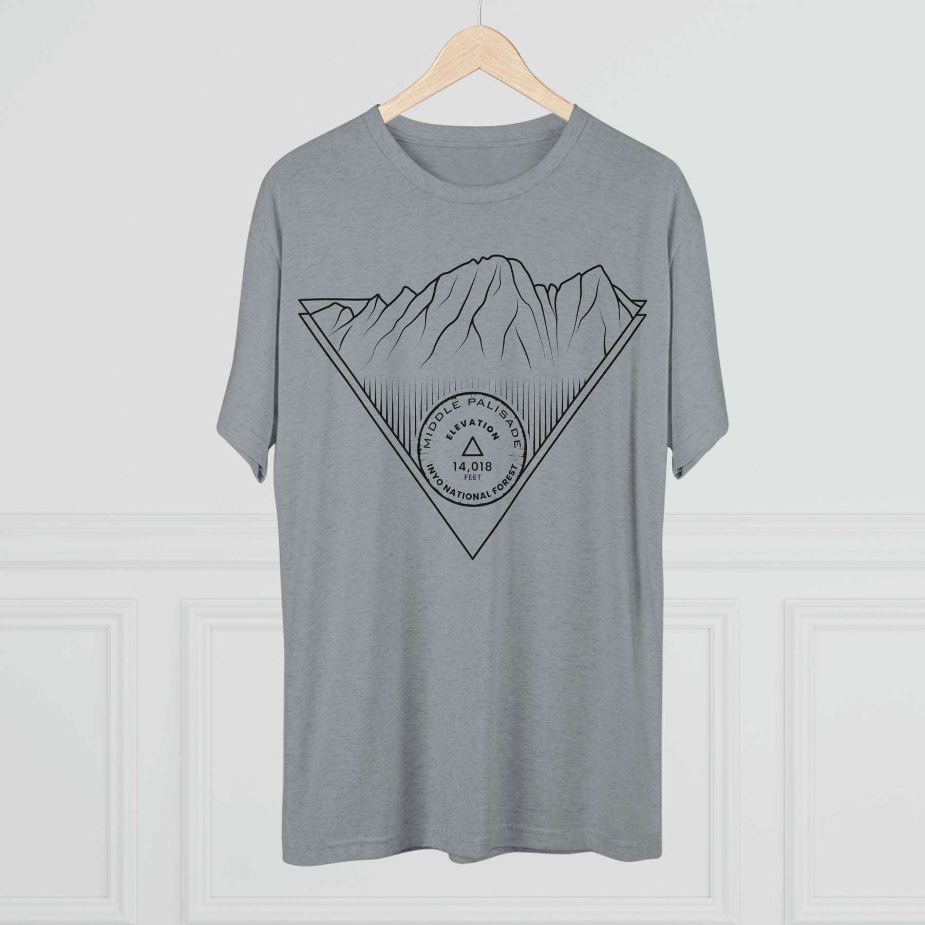 Middle Palisade Peak Minimalist Line Art CA 14er Unisex Tri-Blend Crew Tee T Shirt