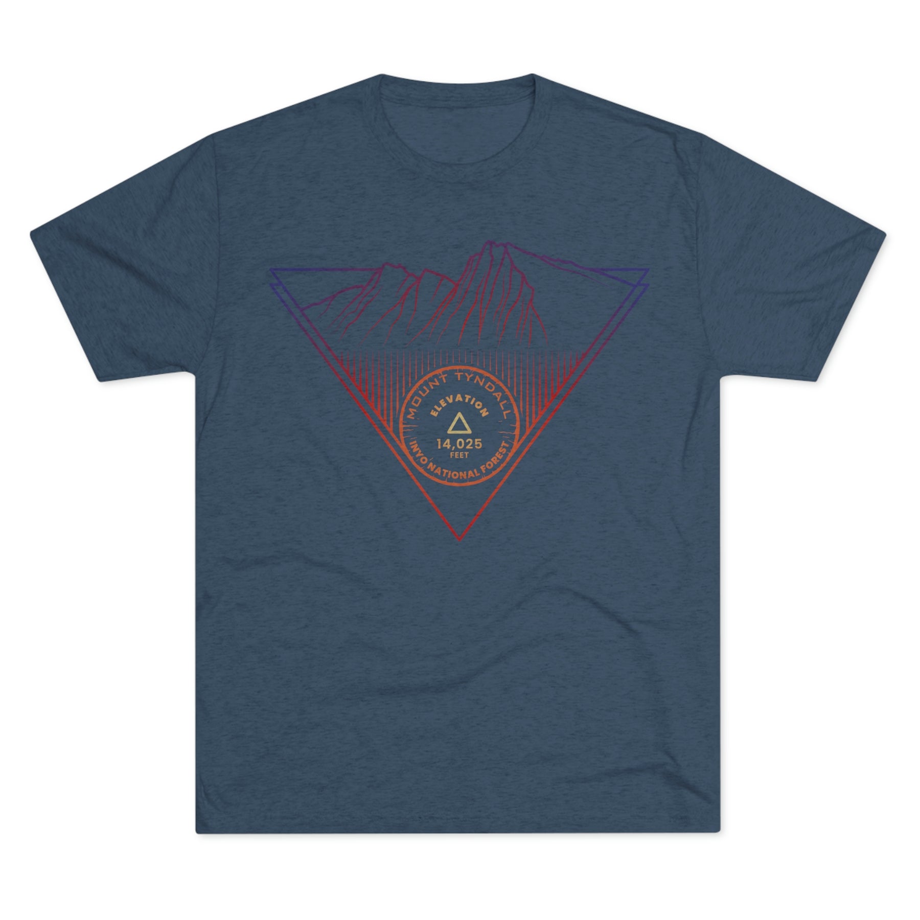 Mount Tyndall Peak Minimalist Line Art CA 14er Unisex Tri-Blend Crew Tee T Shirt