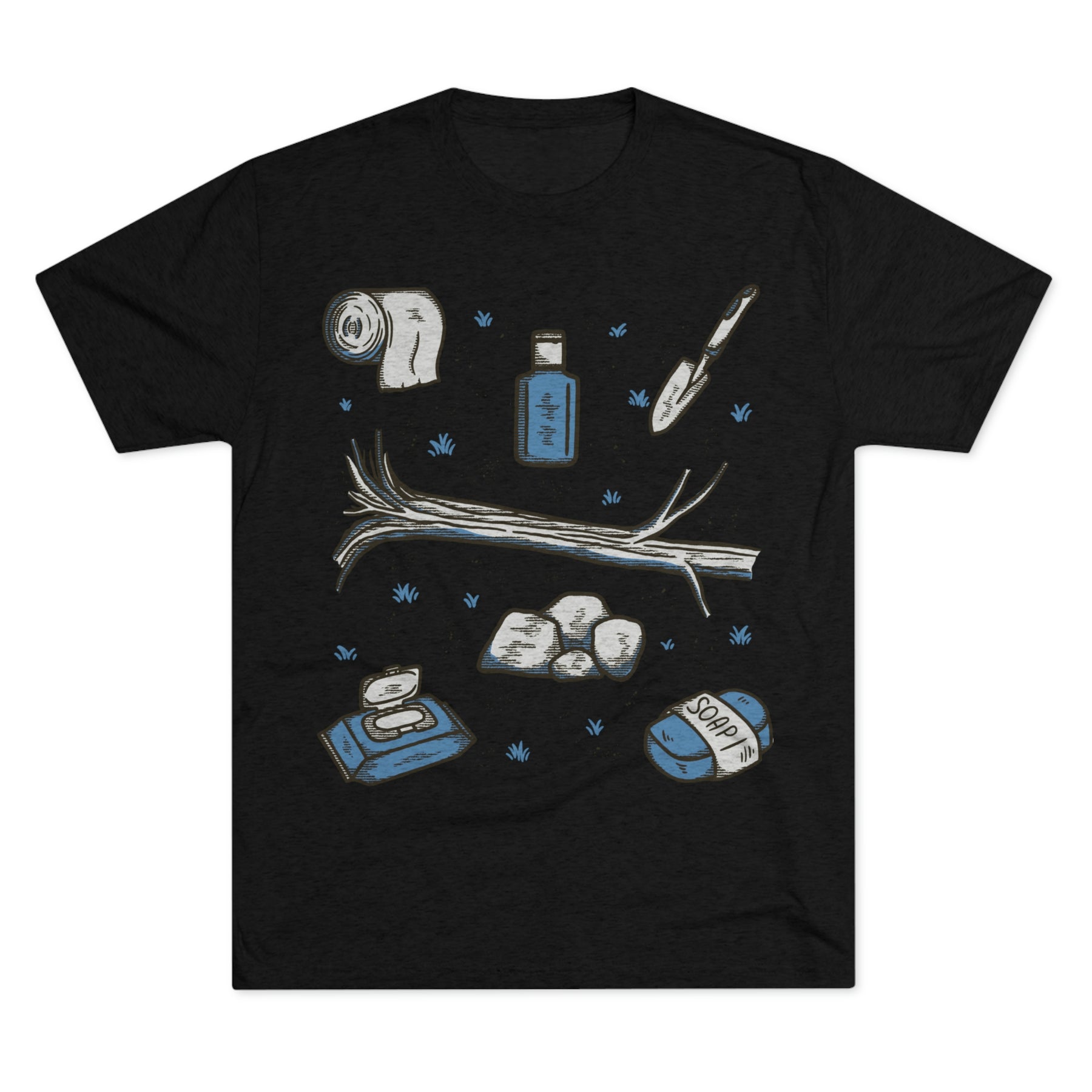 Backcountry Business Essentials Theme Items Kit Unisex Tri-Blend Crew Tee T Shirt
