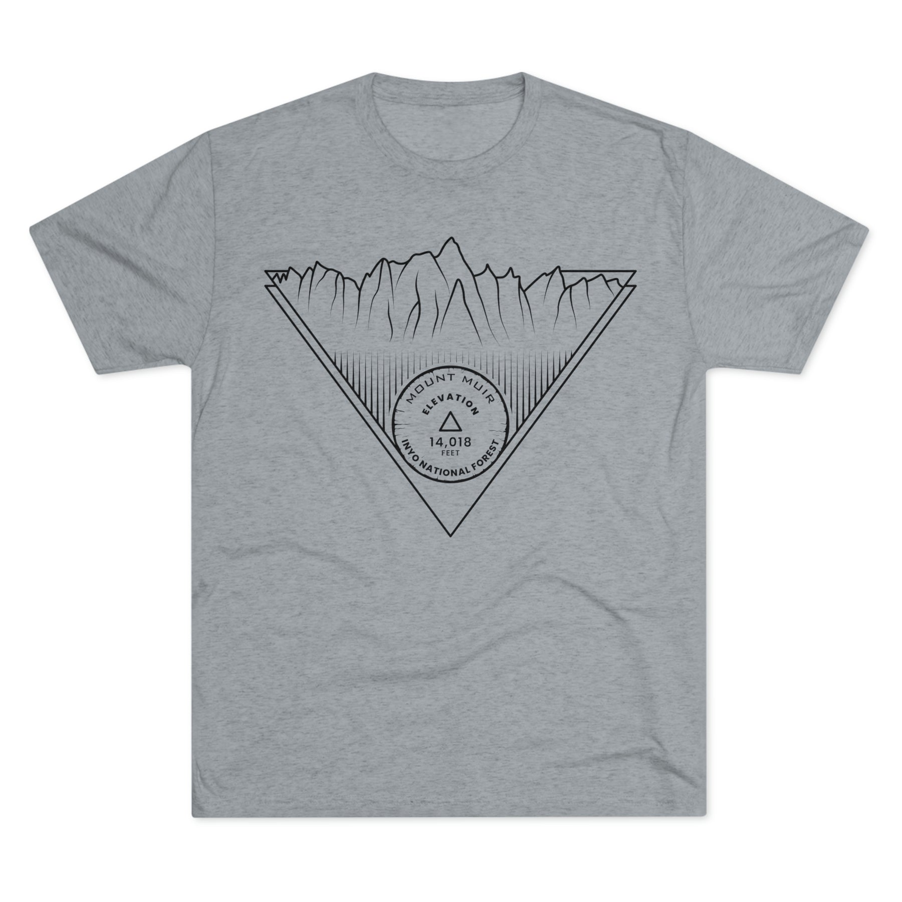 Mount Muir Peak Minimalist Line Art CA 14er Unisex Tri-Blend Crew Tee T Shirt