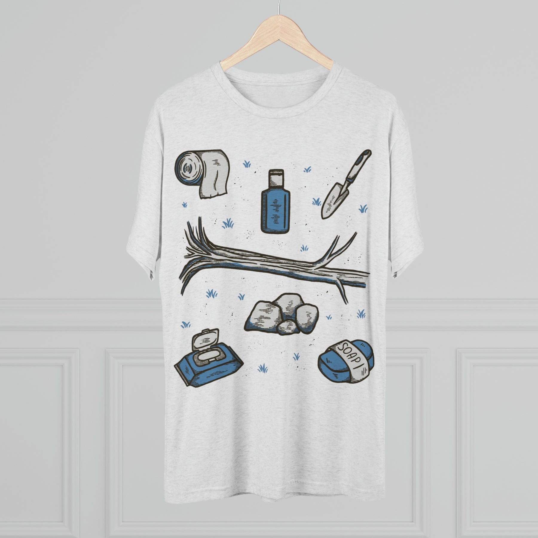Backcountry Business Essentials Theme Items Kit Unisex Tri-Blend Crew Tee T Shirt