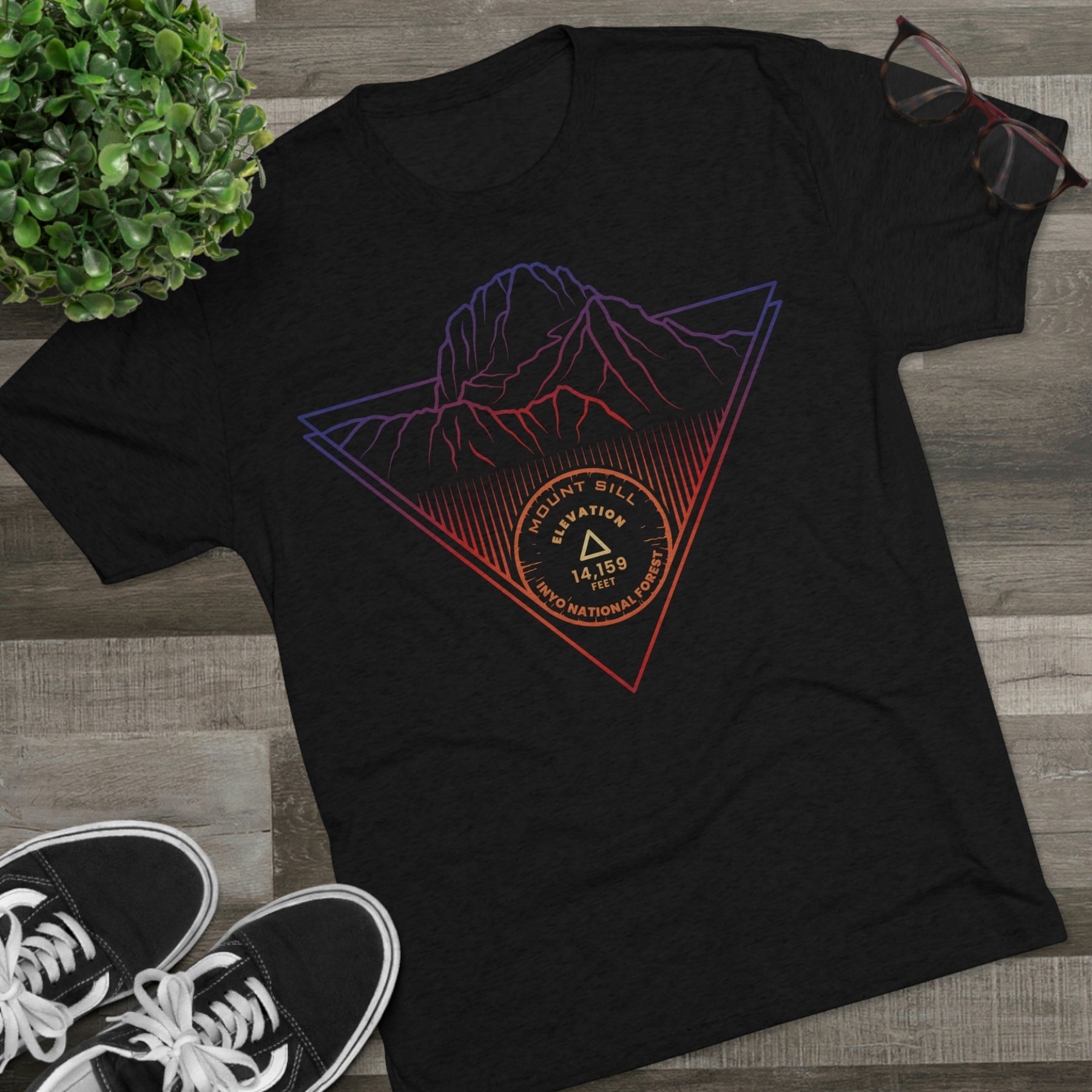 Mount Sill Peak Minimalist Line Art CA 14er Unisex Tri-Blend Crew Tee T Shirt