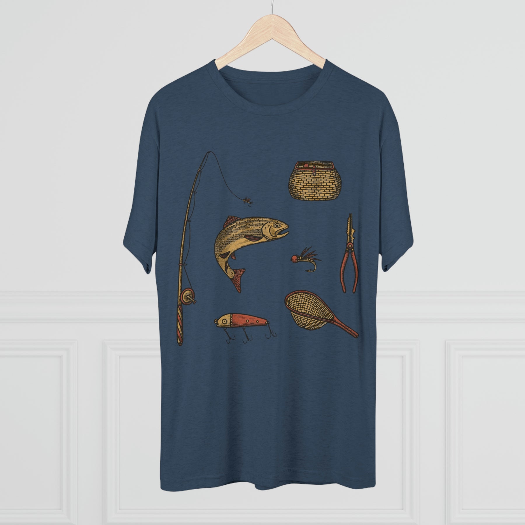 Fly Fishing Essentials Kit Unisex Tri-Blend Crew T-Shirt Tee
