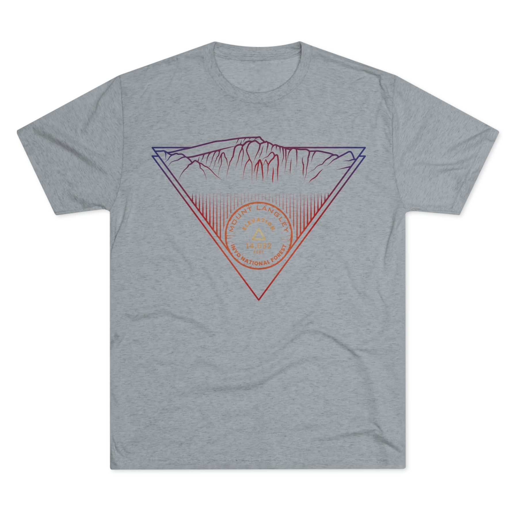 Mount Langley Peak Minimalist Line Art CA 14er Unisex Tri-Blend Crew Tee T Shirt