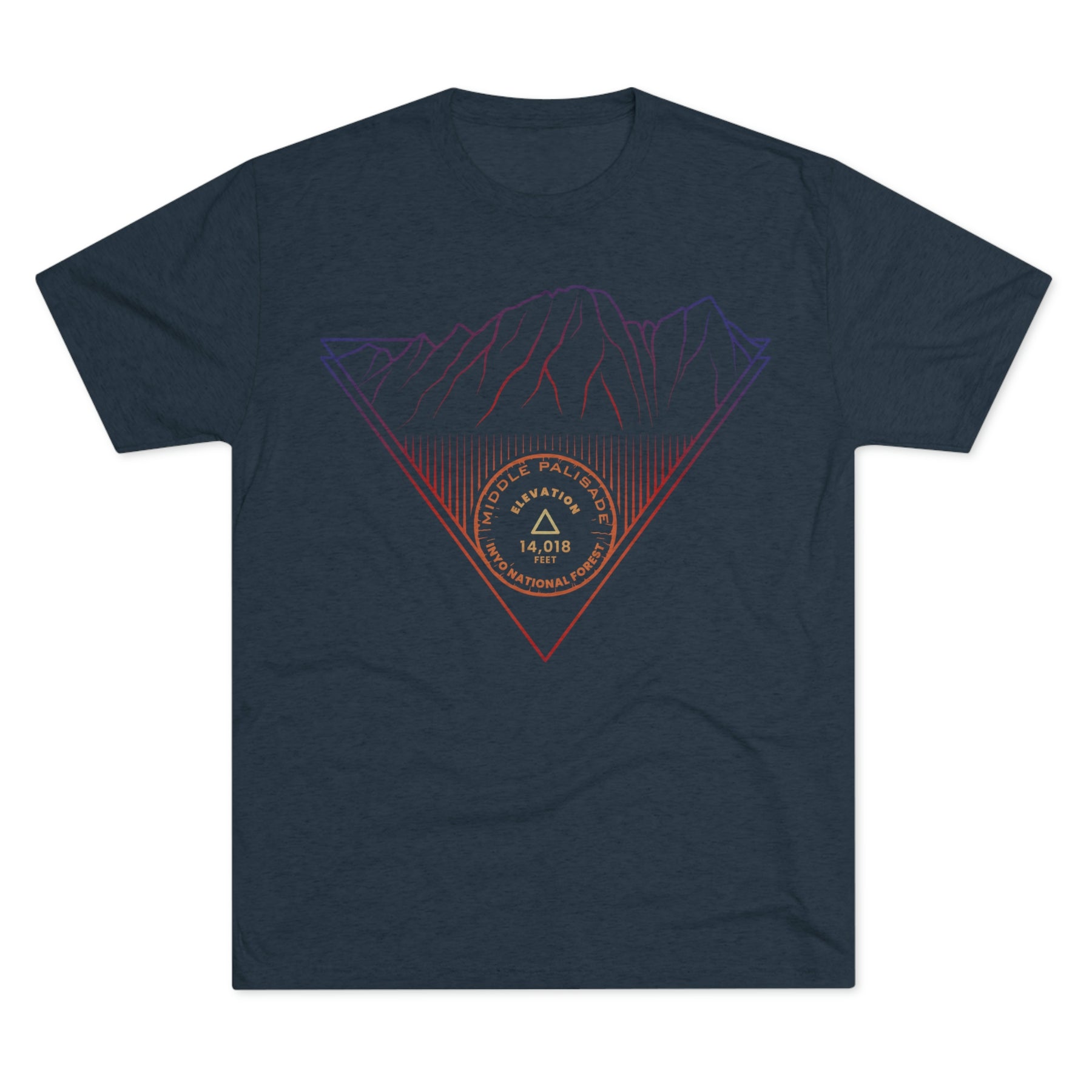 Middle Palisade Peak Minimalist Line Art CA 14er Unisex Tri-Blend Crew Tee T Shirt