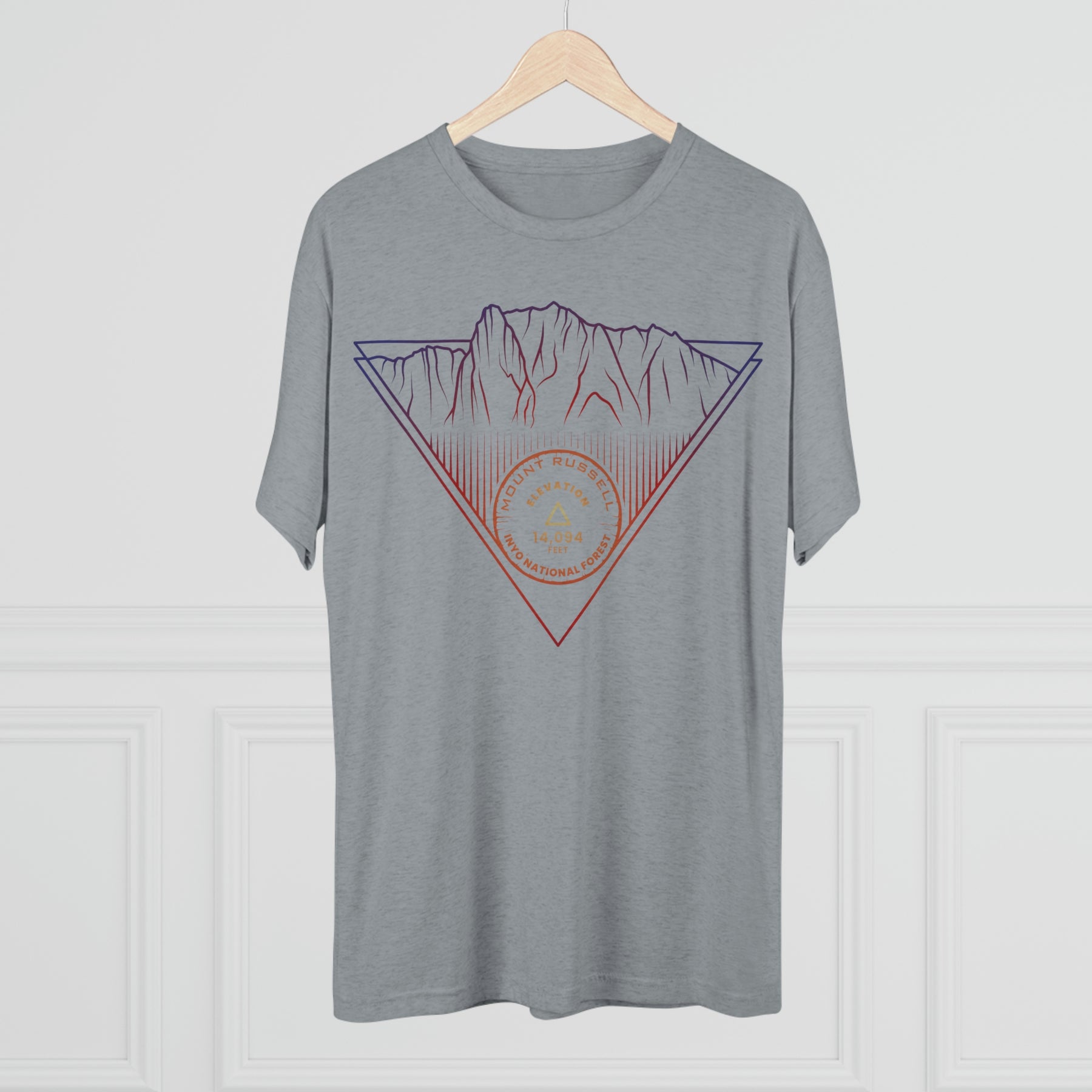 Mount Russell Peak Minimalist Line Art CA 14er Unisex Tri-Blend Crew Tee T Shirt