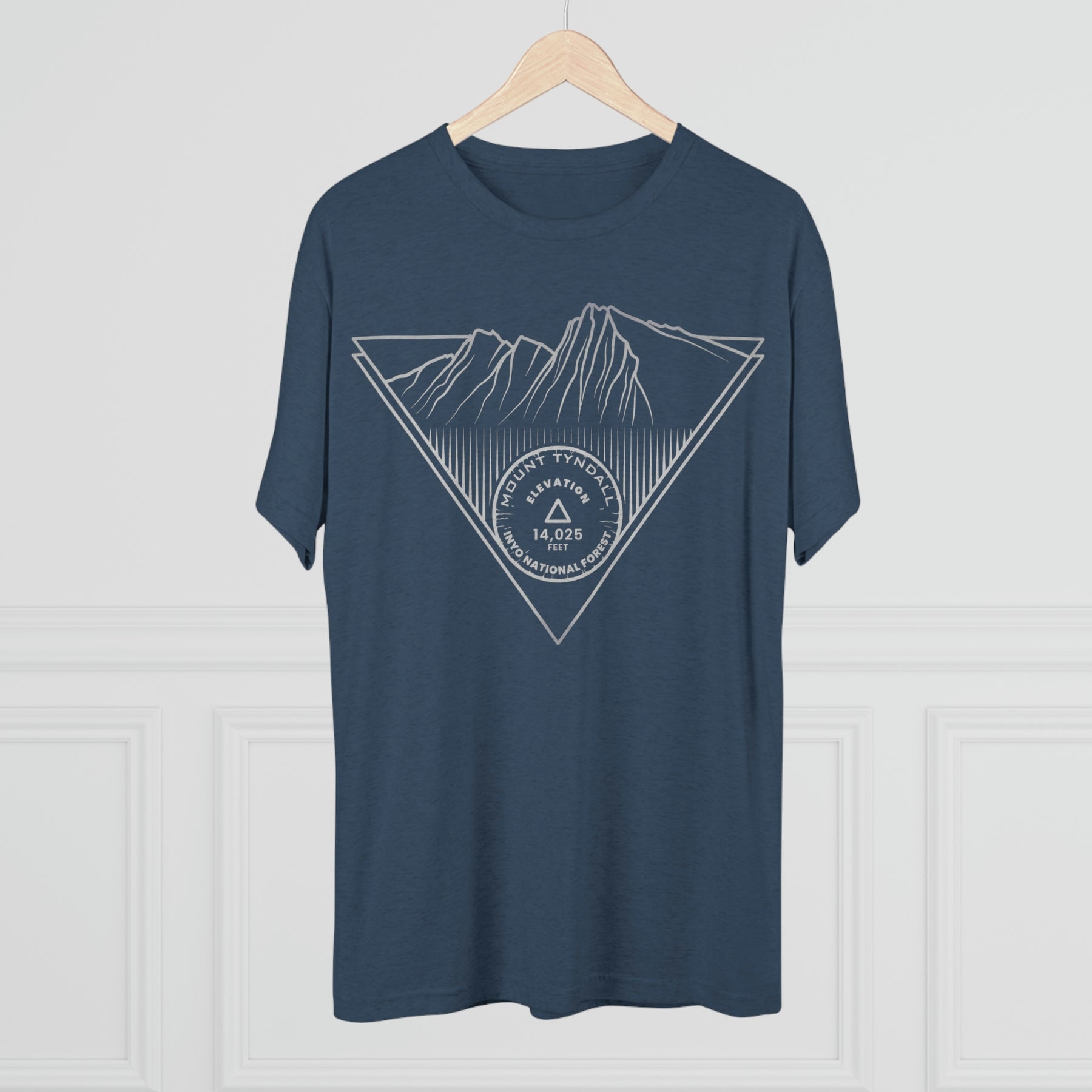Mount Tyndall Peak Minimalist Line Art CA 14er Unisex Tri-Blend Crew Tee T Shirt