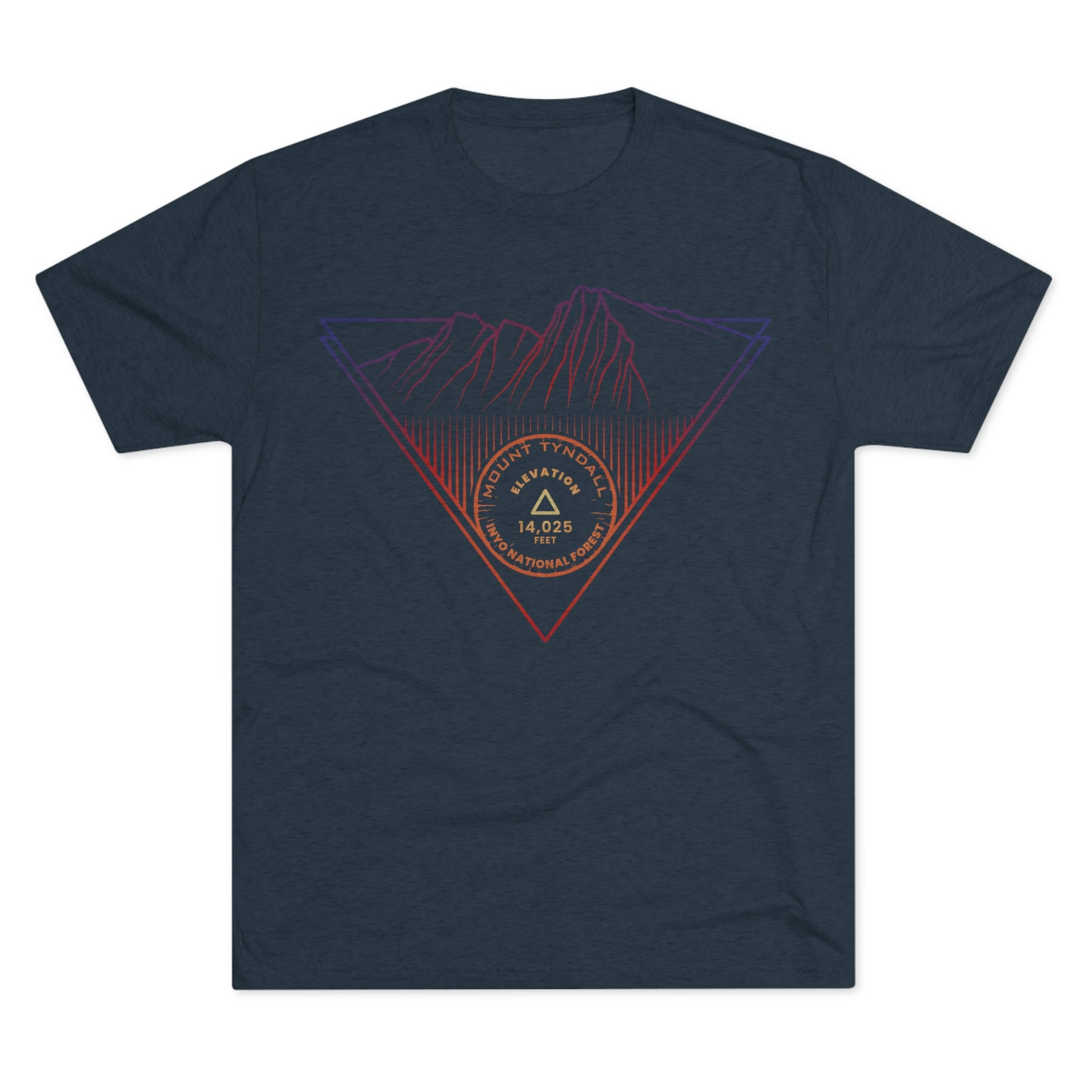Mount Tyndall Peak Minimalist Line Art CA 14er Unisex Tri-Blend Crew Tee T Shirt