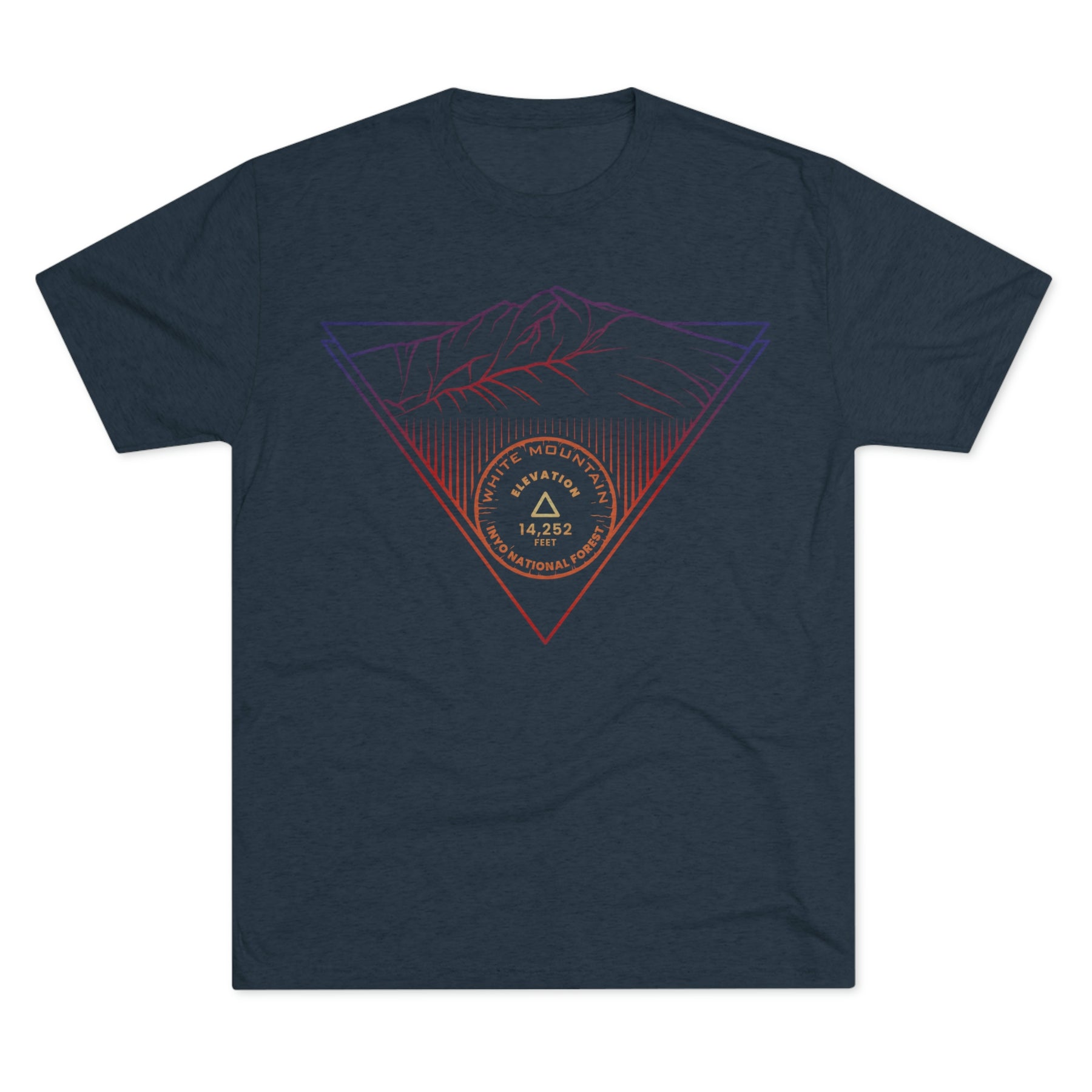 White Mountain Peak Minimalist Line Art CA 14er Unisex Tri-Blend Crew Tee T Shirt
