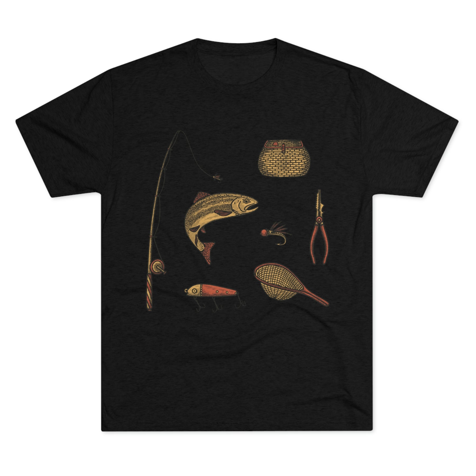 Fly Fishing Essentials Kit Unisex Tri-Blend Crew T-Shirt Tee