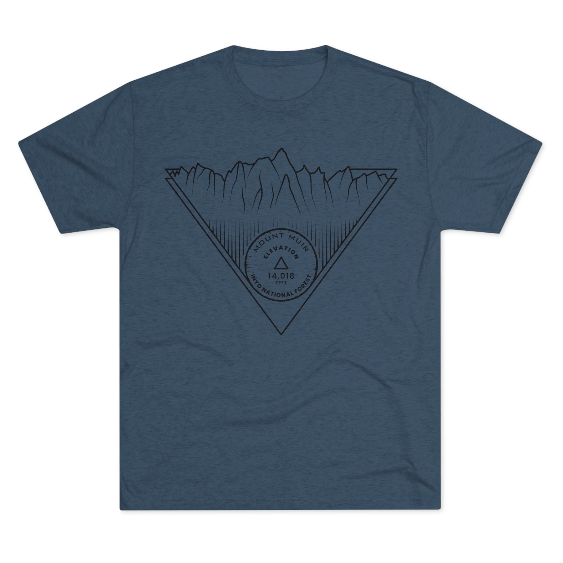 Mount Muir Peak Minimalist Line Art CA 14er Unisex Tri-Blend Crew Tee T Shirt