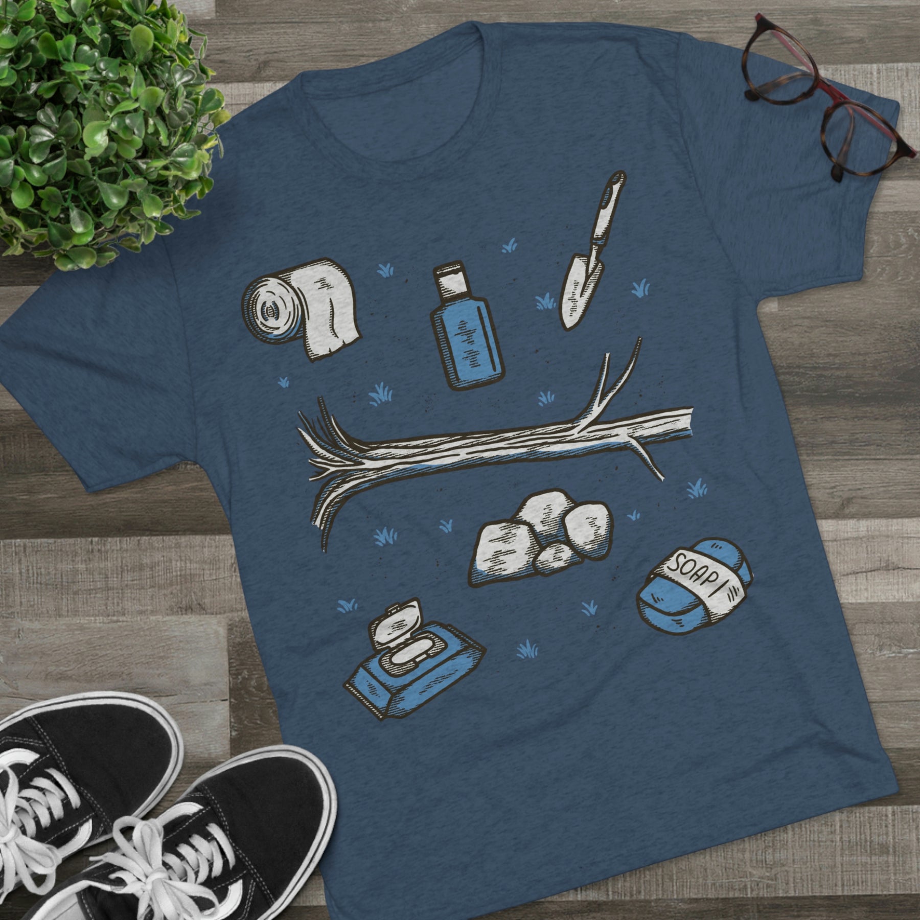 Backcountry Business Essentials Theme Items Kit Unisex Tri-Blend Crew Tee T Shirt