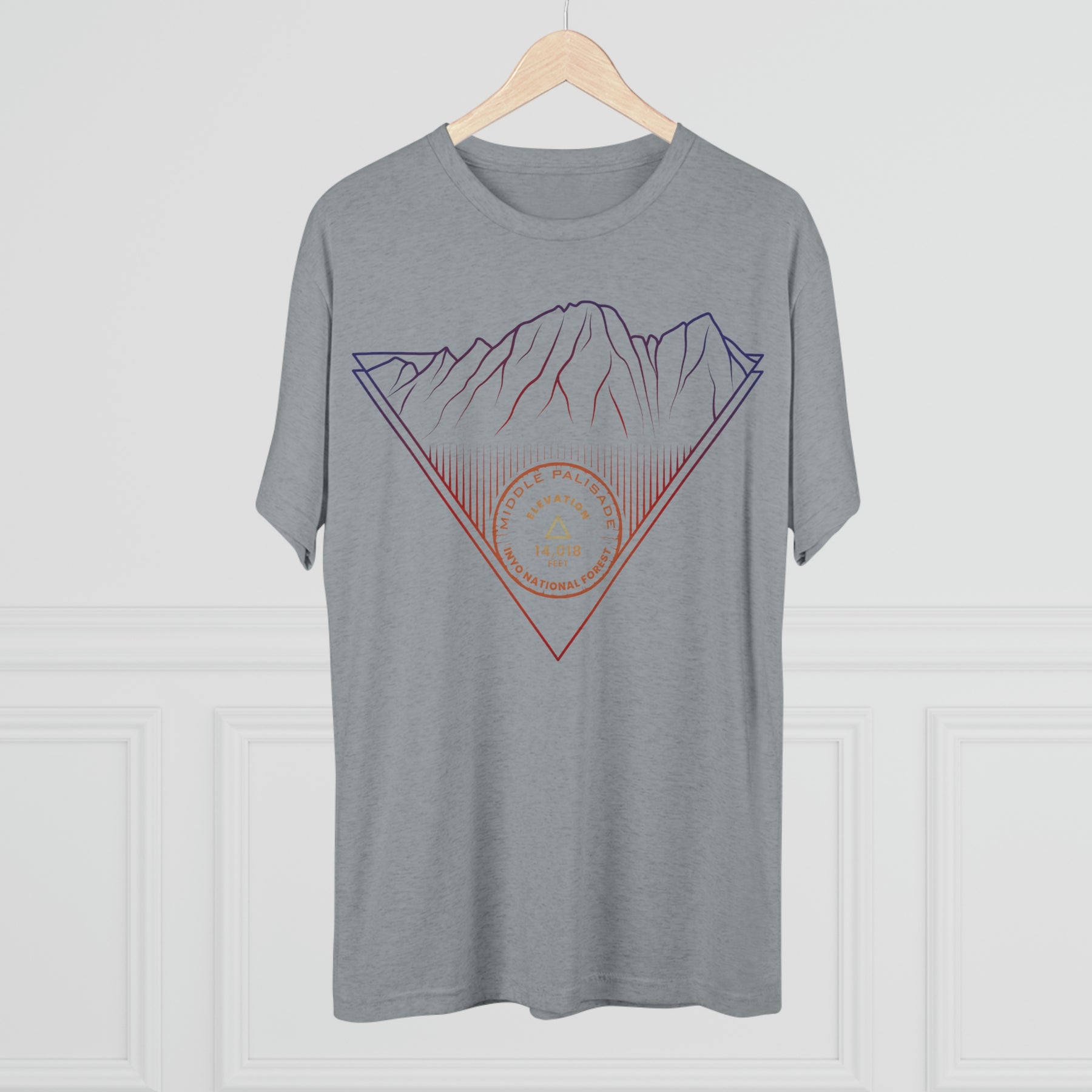 Middle Palisade Peak Minimalist Line Art CA 14er Unisex Tri-Blend Crew Tee T Shirt