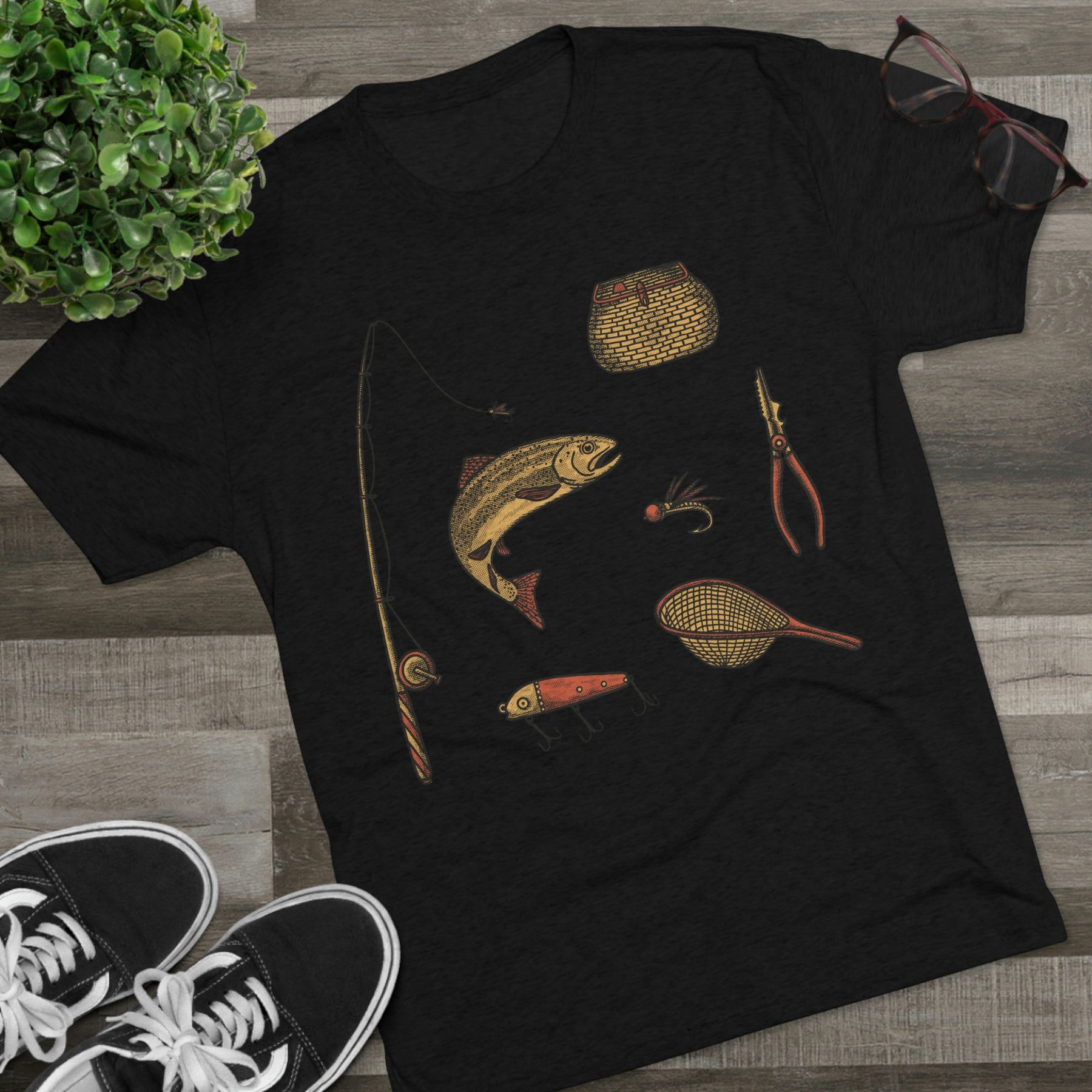 Fly Fishing Essentials Kit Unisex Tri-Blend Crew T-Shirt Tee