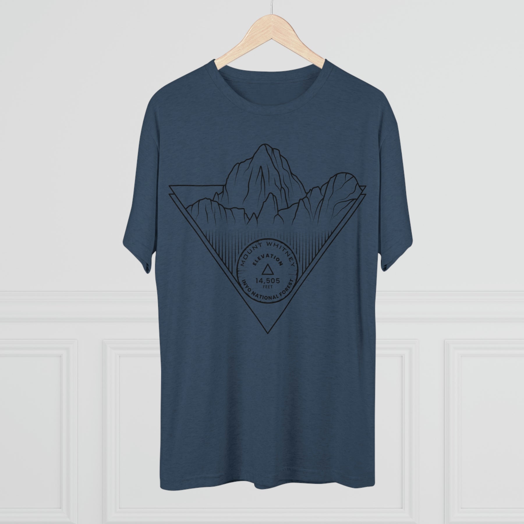Mount Whitney Peak Minimalist Line Art CA 14er Unisex Tri-Blend Crew Tee T Shirt