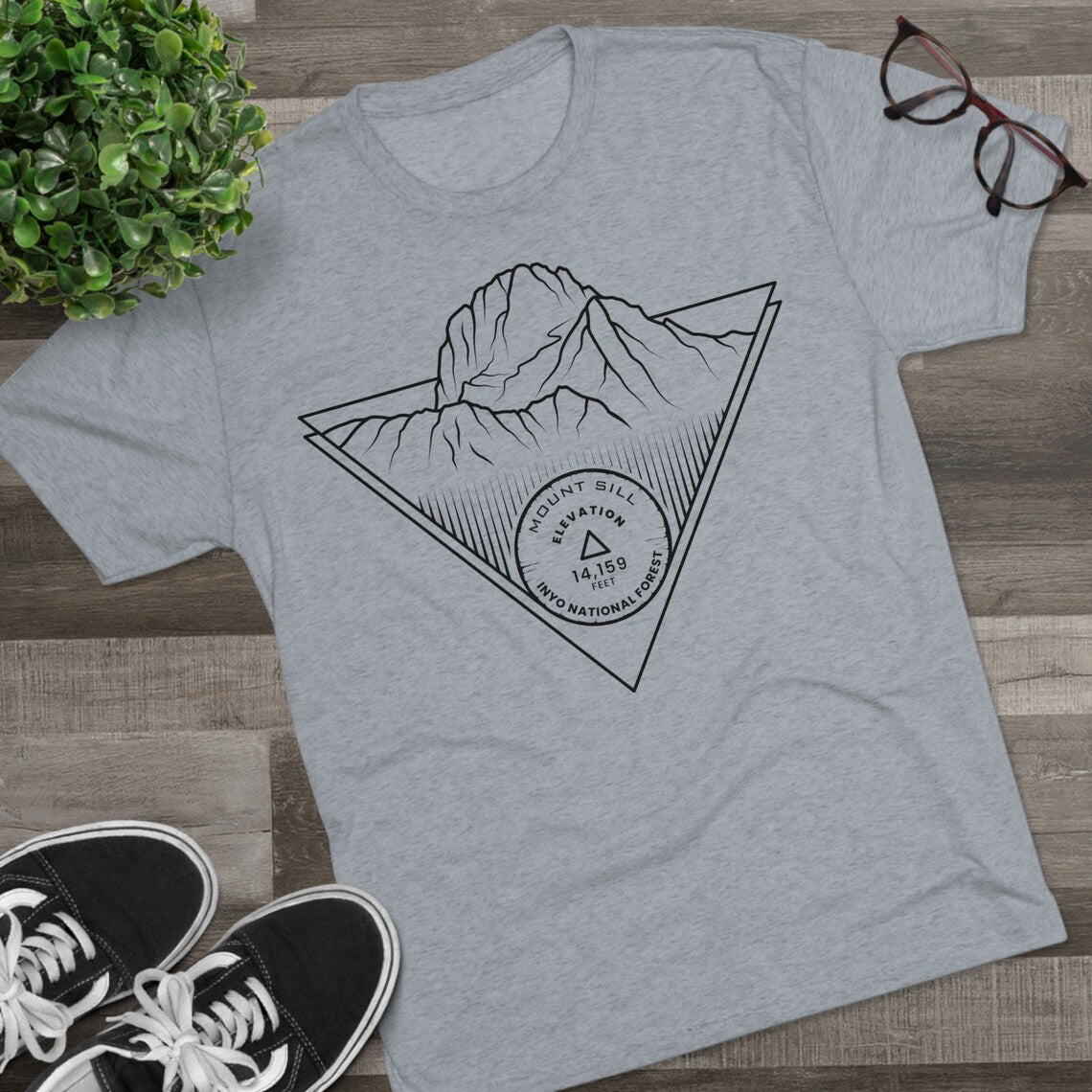 Mount Sill Peak Minimalist Line Art CA 14er T Shirt