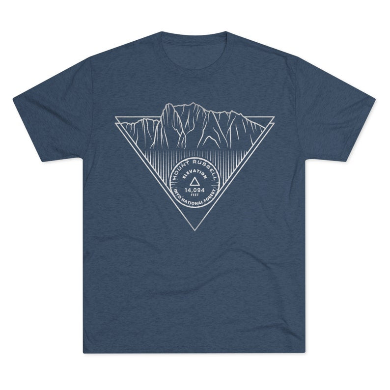 Mount Russell Peak Minimalist Line Art CA 14er T Shirt